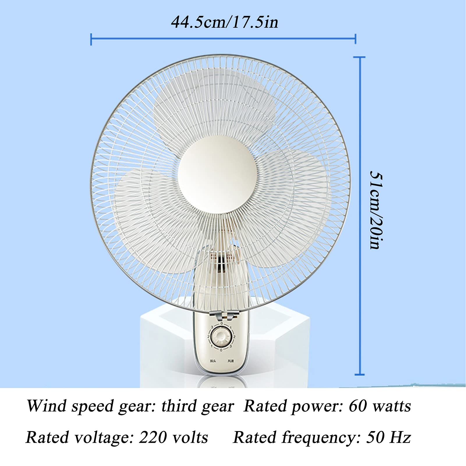 Wall Mounted Fan - Quiet, Adjustable Angle Air Circulator with 3 Speed Settings for Home & Office | Space Saving Cooling Solution for Bedroom, Kitchen, or Workspace (Style 2)