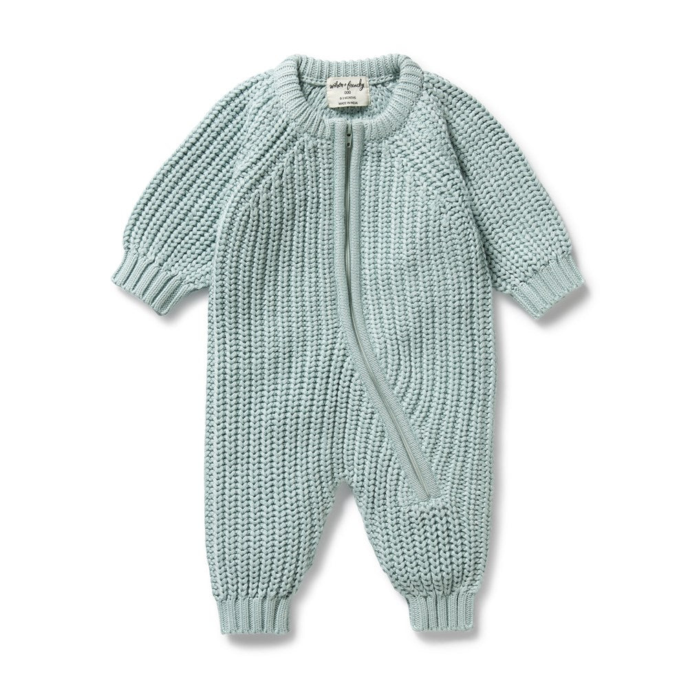 Organic Duck Egg Knitted Baby Growsuit - Soft Cotton One-Piece Outfit for Newborns & Infants (Perfect for Home, Daycare & Photo Shoots)