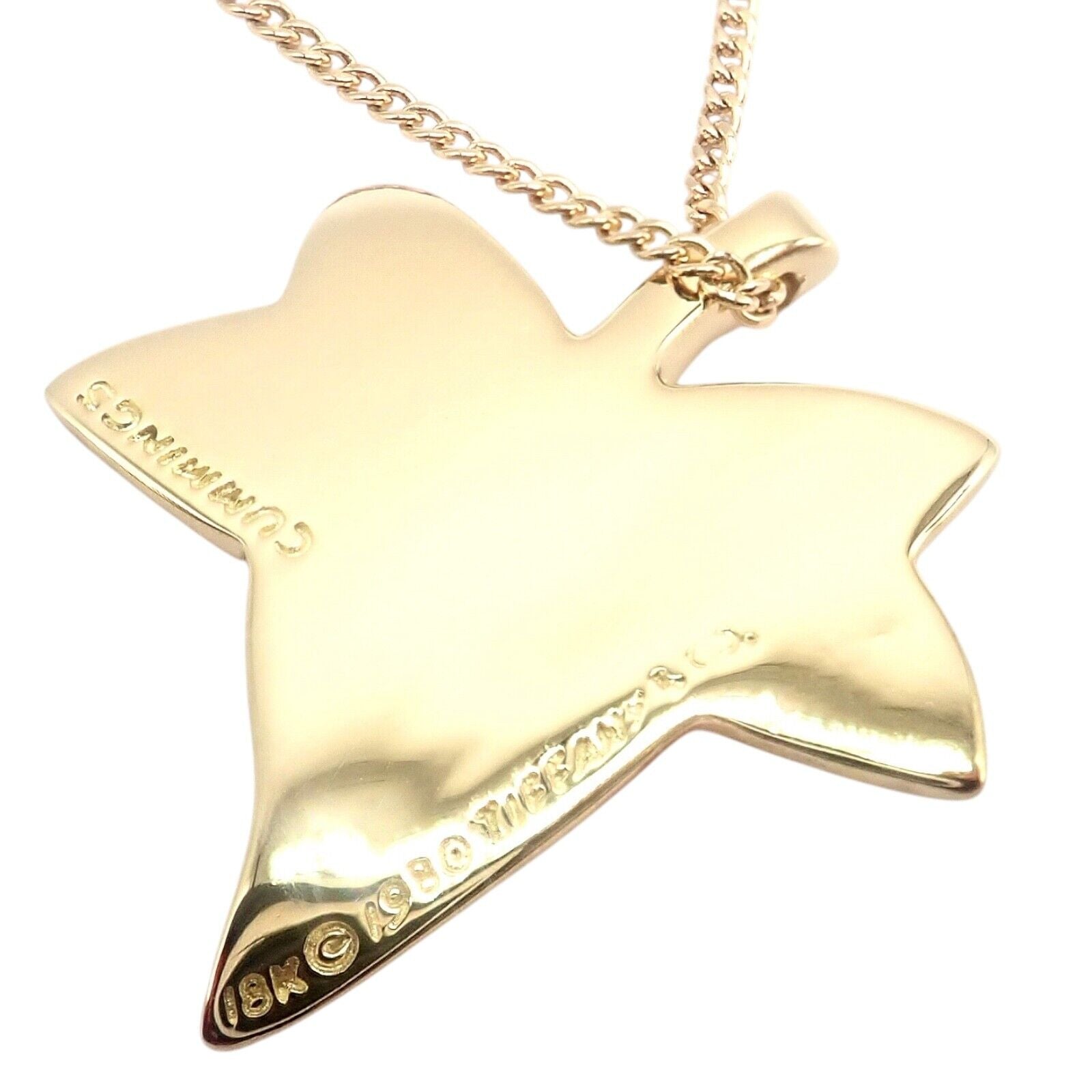 Authentic Tiffany & Co Cummings 18k Yellow Gold Leaf Pendant Necklace Vintage 1980 - Elegant Jewelry Gift for Women, Perfect for Anniversaries & Special Occasions