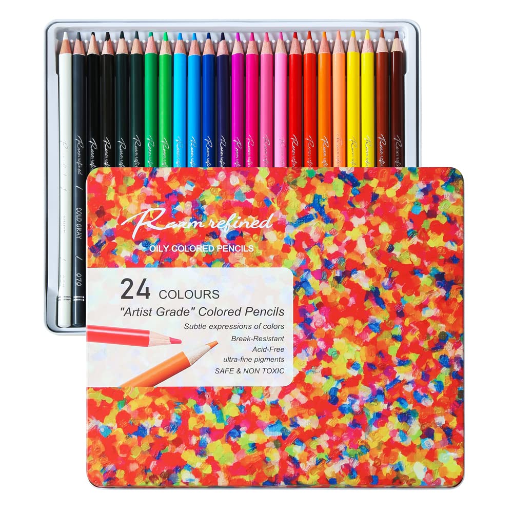 24 Premium Soft Core Colored Pencils for Artists & Adults - Vibrant Oil-Based Professional Drawing Pencils Set for Coloring Books, Sketching & Art Projects - Perfect Gift for Kids & Adult Artists