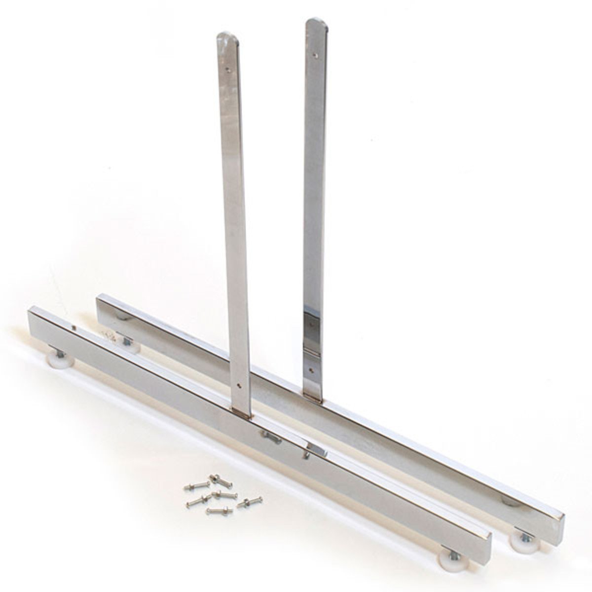Gridwall Legs - T-Shaped Chrome Display Stand for Retail Store Shelving & Trade Show Booths