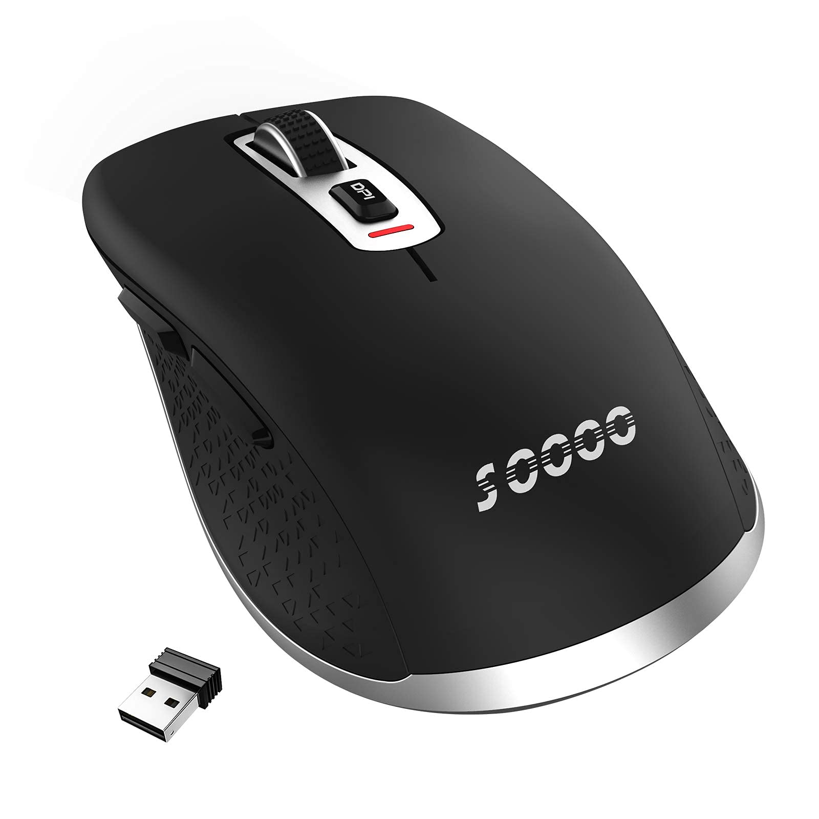 Wireless Mouse 2.4G Silent Cordless Mouse with 5 Adjustable DPI up to 2400, 6 Buttons Ergonomic Design, USB Nano Receiver - Perfect for Laptop, PC, Mac, Office Work, Gaming & Home Use (Black)