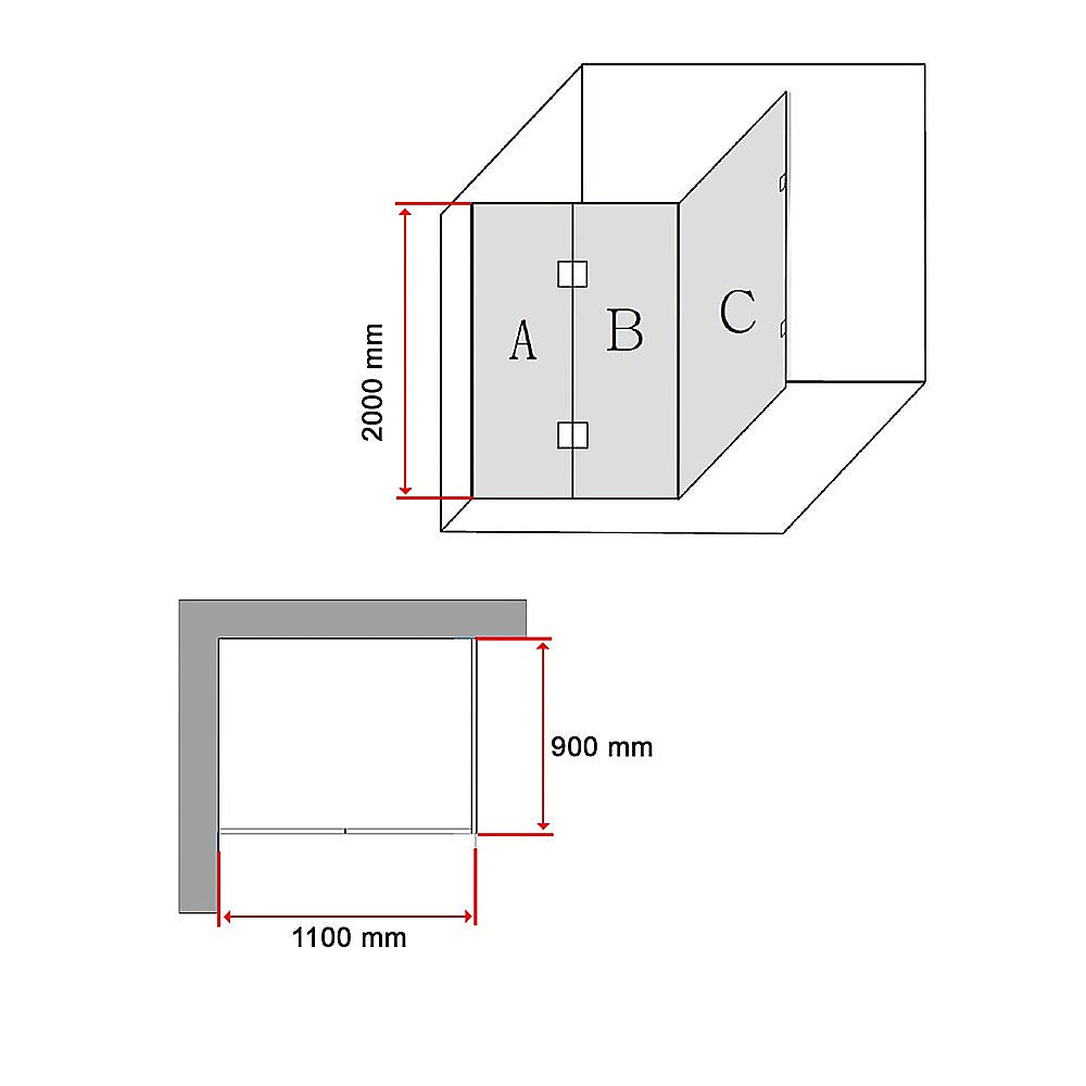 Frameless 10mm Glass Shower Screen 43.3