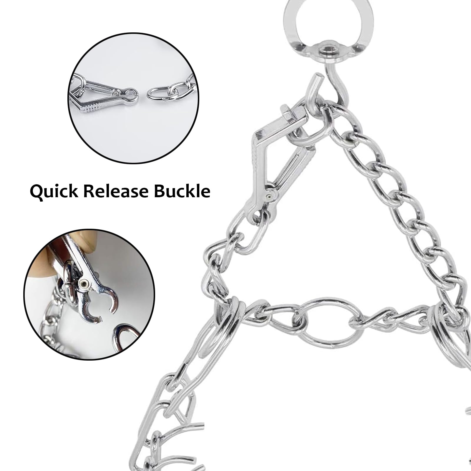 Premium Prong Pinch Dog Training Collar with Quick Release Buckle - Adjustable for Small, Medium & Large Dogs (13.78
