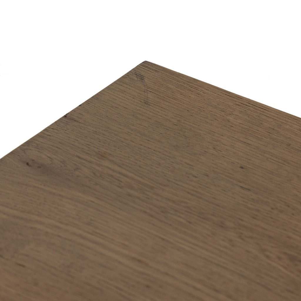 Eaton Coffee Table - Modern Amber Oak Resin End Table for Living Room | Rustic Wooden Side Table with Storage Shelf | Perfect for Home Decor, Small Spaces & Coffee Lovers
