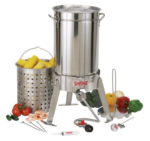 Bayou Classic 1175 30-Quart Stainless Steel Turkey Fryer Kit with Perforated Basket - Perfect for Deep Frying Turkey, Chicken, Seafood & Vegetables - Outdoor Cooking & Backyard BBQ Essential