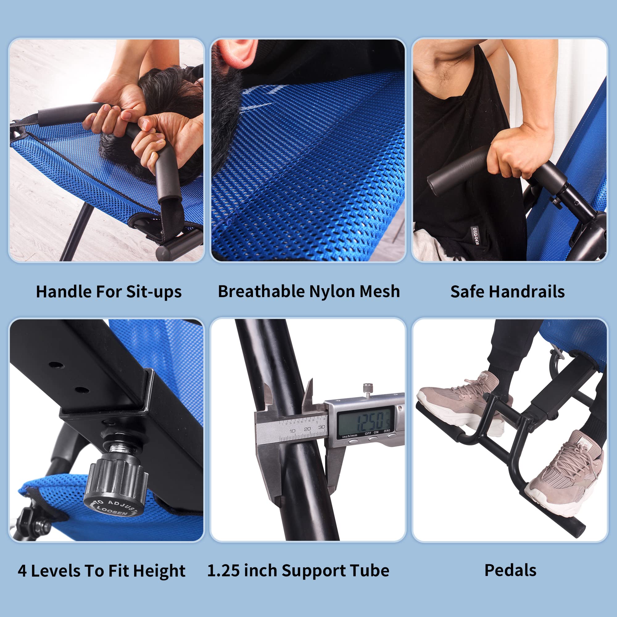 Leikefitness Ab Exercise Chair - Core Strengthening, Lightweight & Foldable Abdominal Trainer for Home Gym - Perfect for Strength Training, Inversion Therapy & Fitness Routines (Blue) AB3900