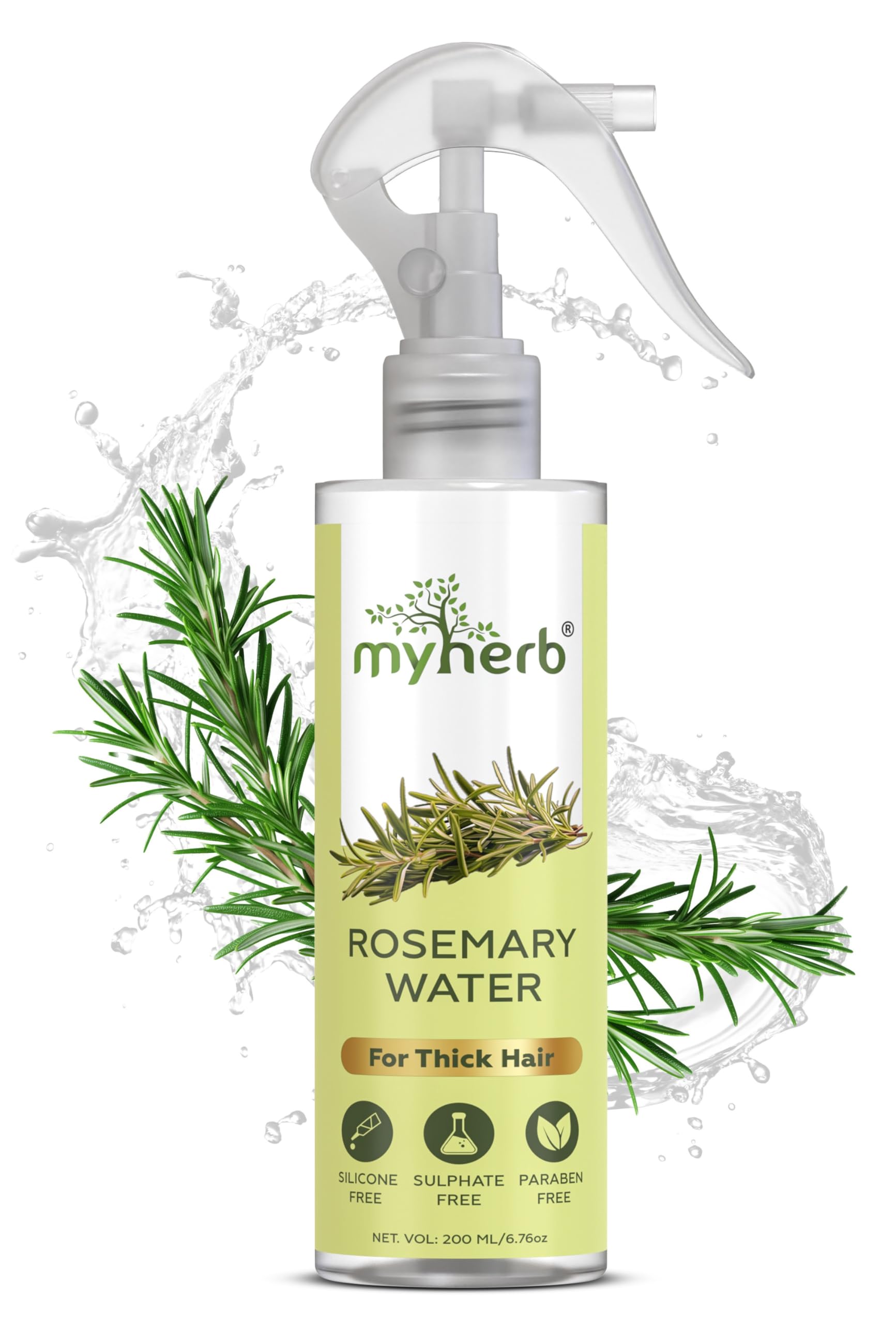 MYHERB Rosemary Water Hair Spray (200 Ml) | 100% Pure Natural Rosemary Hair Mist for Hair Growth | Reduces Hair Loss & Strengthens Hair | Suitable for All Hair Types | Daily Hair Care & Scalp Treatment for Men & Women