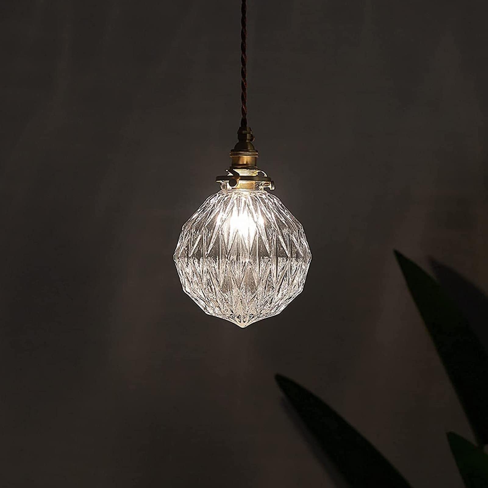 Vintage Japanese Style Brass Ceiling Pendant Light with Ins Glass Shade - Retro Chandelier for Dining Room, Kitchen Island, or Bedroom Lighting - European Inspired Small Fresh Glass Suspension Luminaire