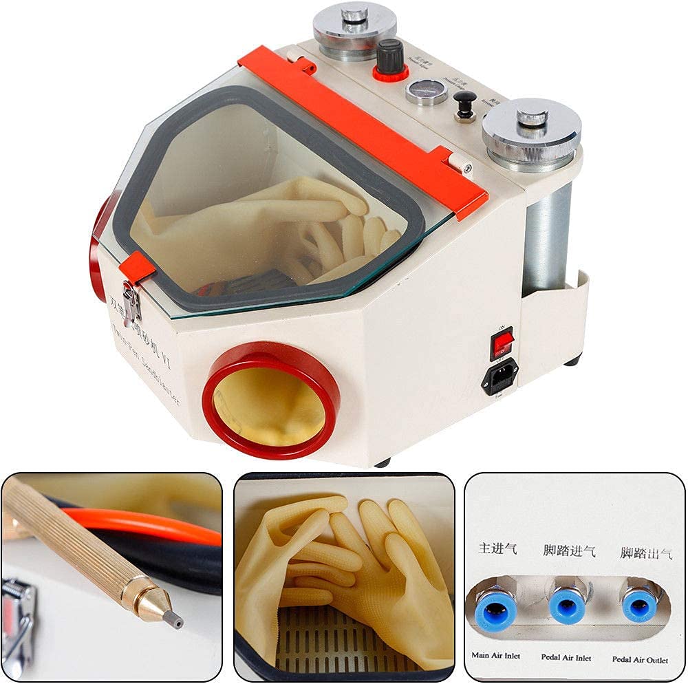 50W EustomA Twin Double Pen Fine Sandblaster with LED Lamp - Professional Lab Equipment for Metal Bottles | Perfect for Dental, Jewelry & Industrial Sandblasting Applications