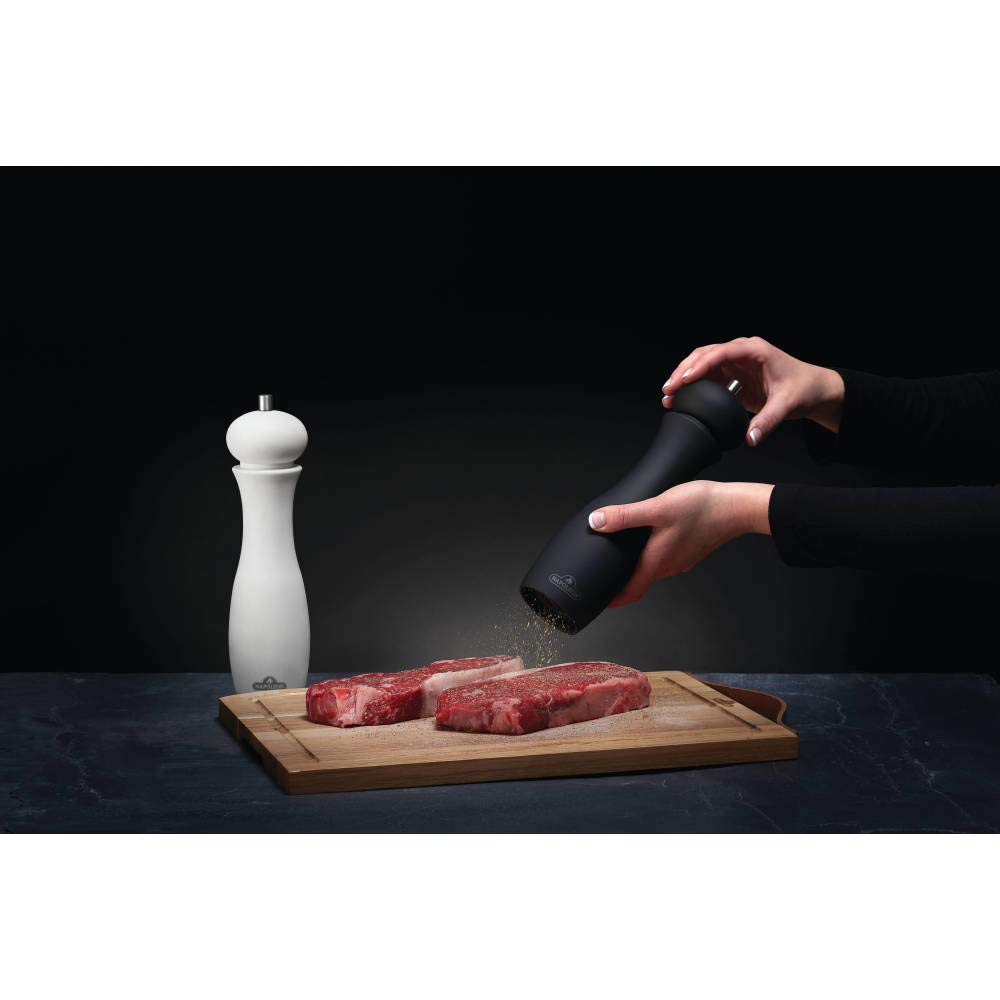 Napoleon Salt and Pepper Grinder Set - Premium BBQ Grill Accessories, 2-Piece Matte Black Pepper & White Salt Mill with Ceramic Grinding Mechanism, Soft Grip, 10 Inch Height - Perfect for Outdoor Cooking, Kitchen, Dining Table, and Camping Use