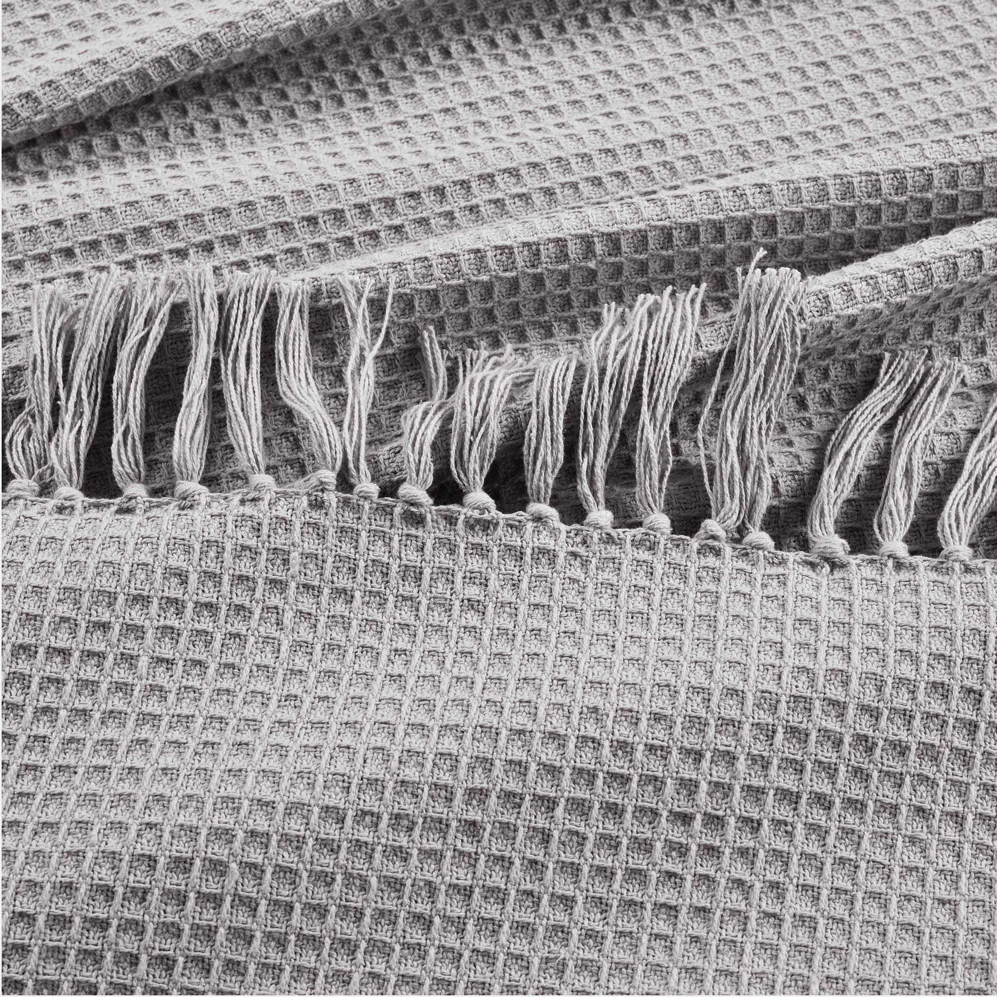 Soft Waffle Knit Cotton Blanket with Tassel Fringe - Cozy Throw Coverlet for Bed, Couch & Nursery - Perfect for Winter, Gifts & Home Decor