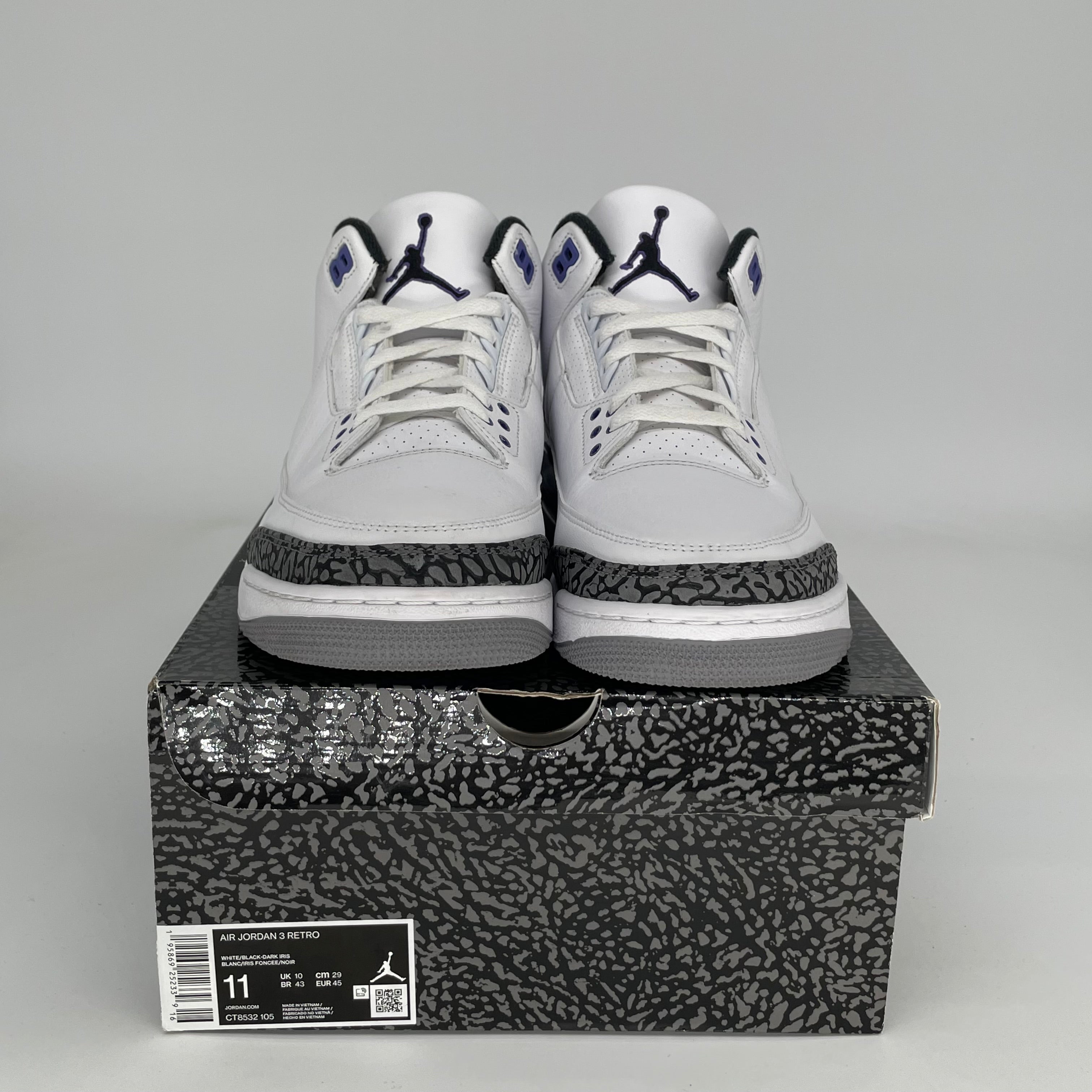AIR JORDAN 3 DARK IRIS Men's Basketball Shoes - Size 11 (CT8532-105) - Retro Sneakers for Running, Gym & Streetwear Fashion