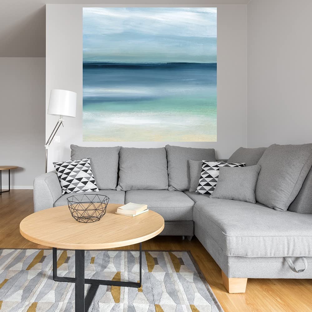 Calm Seas Canvas Wall Art - 37x37 Inch Ready to Hang Ocean Painting by Carol Robinson for Living Room, Bedroom, Office Decor - Coastal Home Decor & Beach House Wall Art