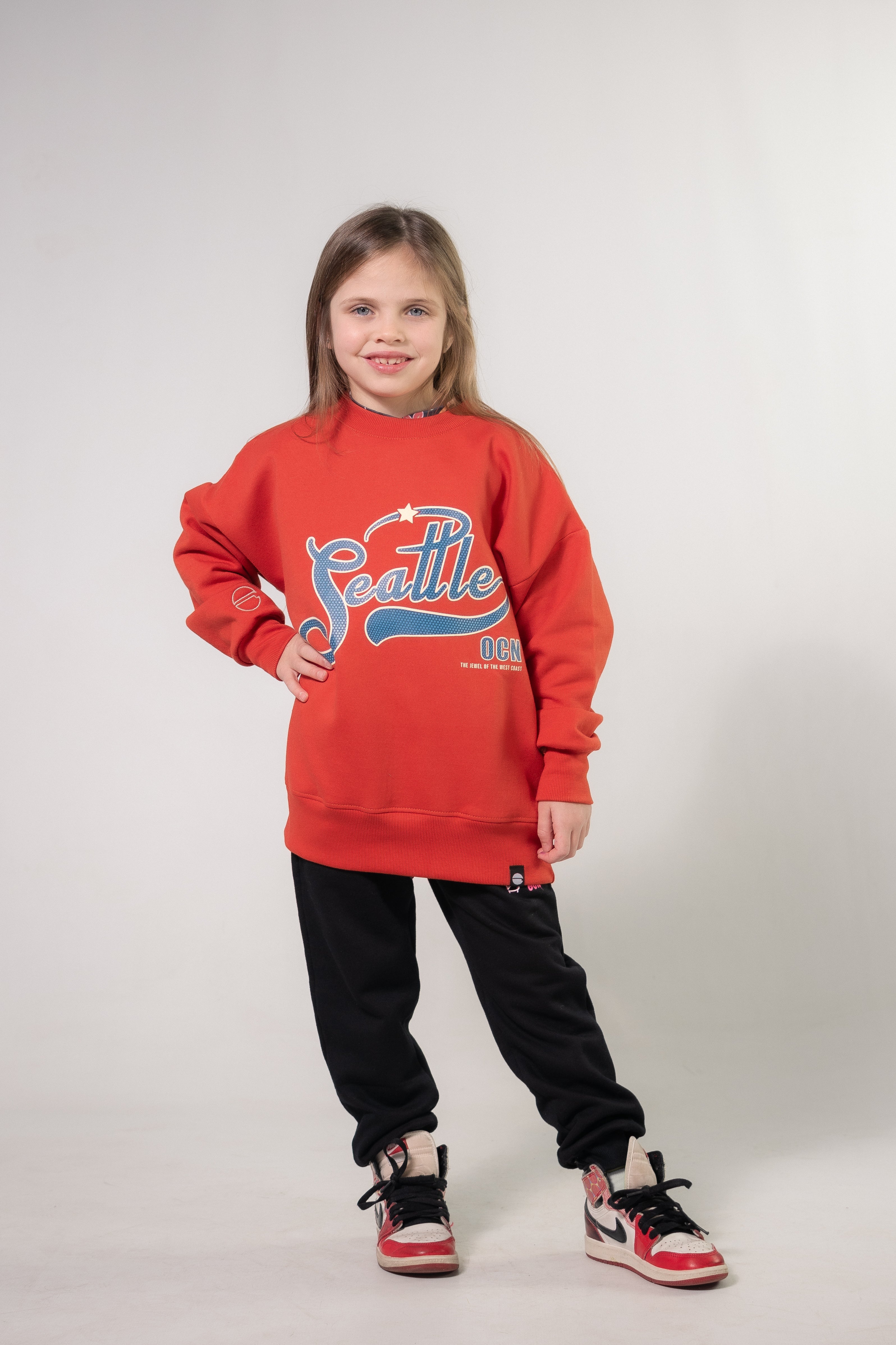 Ocn Kids Oversized Varsity Jacket - Red V3 | Trendy Baseball Style for Boys & Girls | Perfect for School, Sports & Casual Outfits