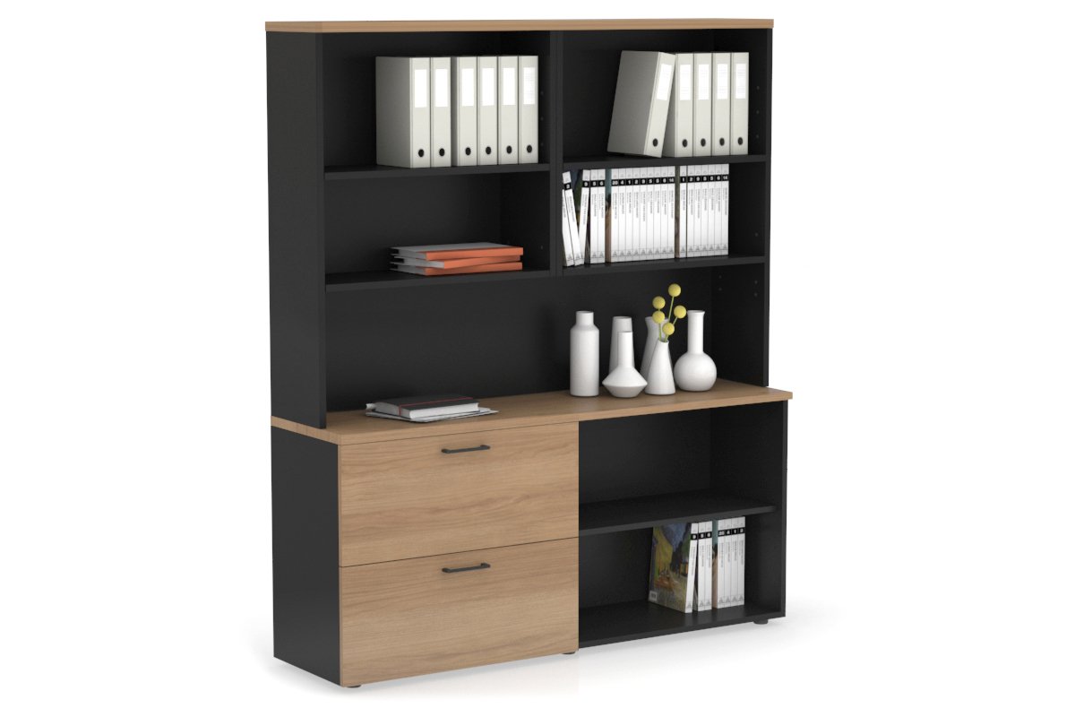 2-Drawer Small Filing Cabinet with Open Storage Hutch - Perfect for Office, Home, or Classroom Organization