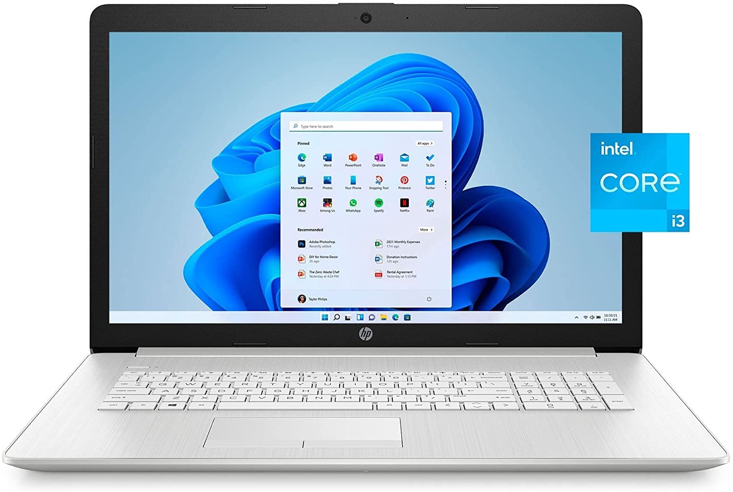 HP 17 Laptop - 11th Gen Intel Core i3-1115G4, 8GB RAM, 256GB SSD, 17.3
