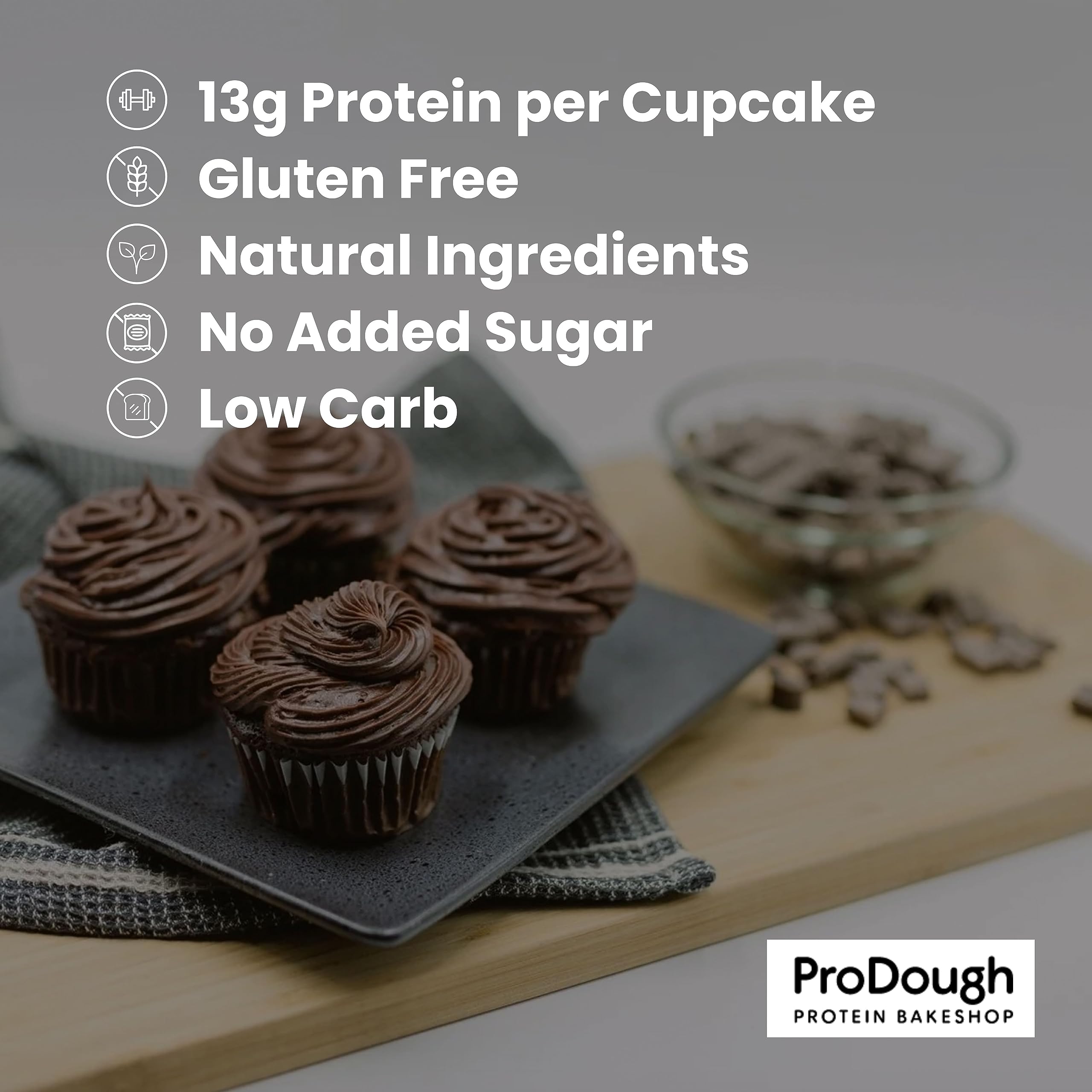 High Protein Gluten Free Cupcake Mix - Keto Friendly, Low Carb, 13g Protein per Serving, No Added Sugar, Healthy Dessert for Weight Loss & Diets (Chocolate Flavor) - Perfect for Keto Baking, Birthday Parties & Guilt-Free Snacking