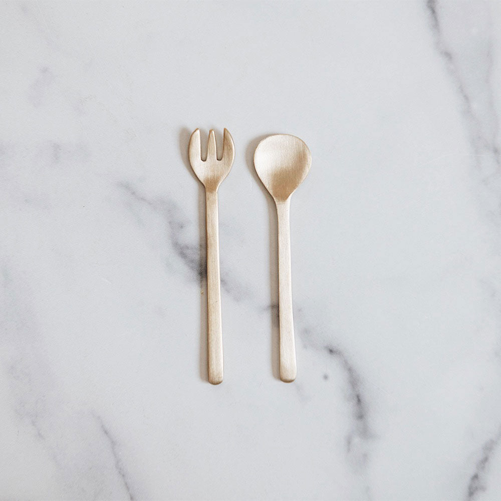 Premium Brass Dessert Utensil Set - Elegant 4-Piece Cake Server, Pie Knife, and Serving Spoons for Fine Dining & Special Occasions
