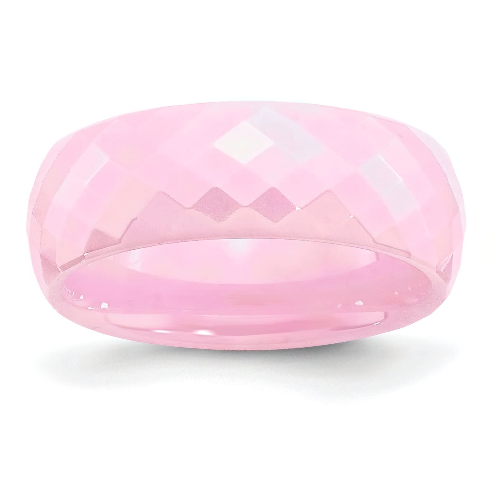 FindingKing 7.5mm Pink Faceted Ceramic Awareness Ring - Size 6 for Women, Breast Cancer Support Jewelry Gift for Survivors & Supporters