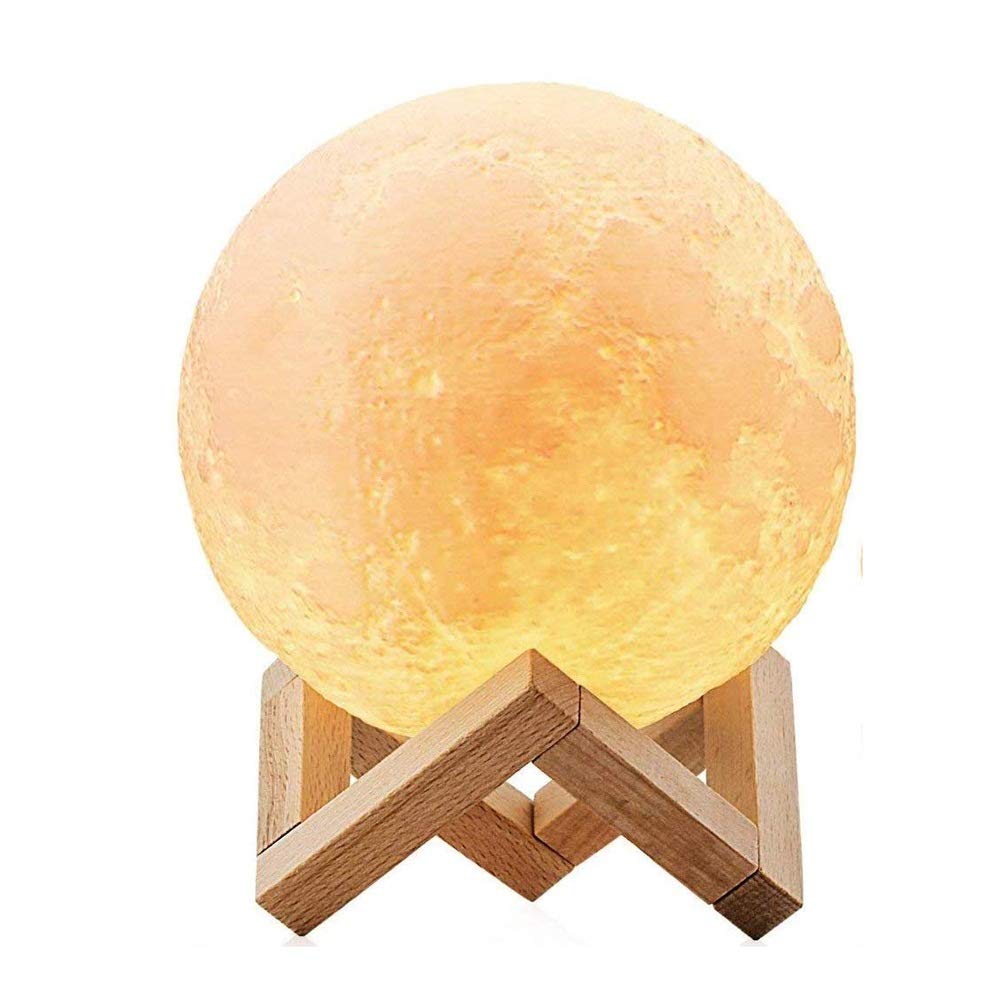 3D Full Moon Lamp LED Night Light - Modern Dimmable Floor Lamp with Touch Control & USB Charging - Home Decor for Kids, Children's Room, Bedroom, Living Room - Perfect Gift for Friends, Birthday, Christmas, Relaxation & Mood Lighting