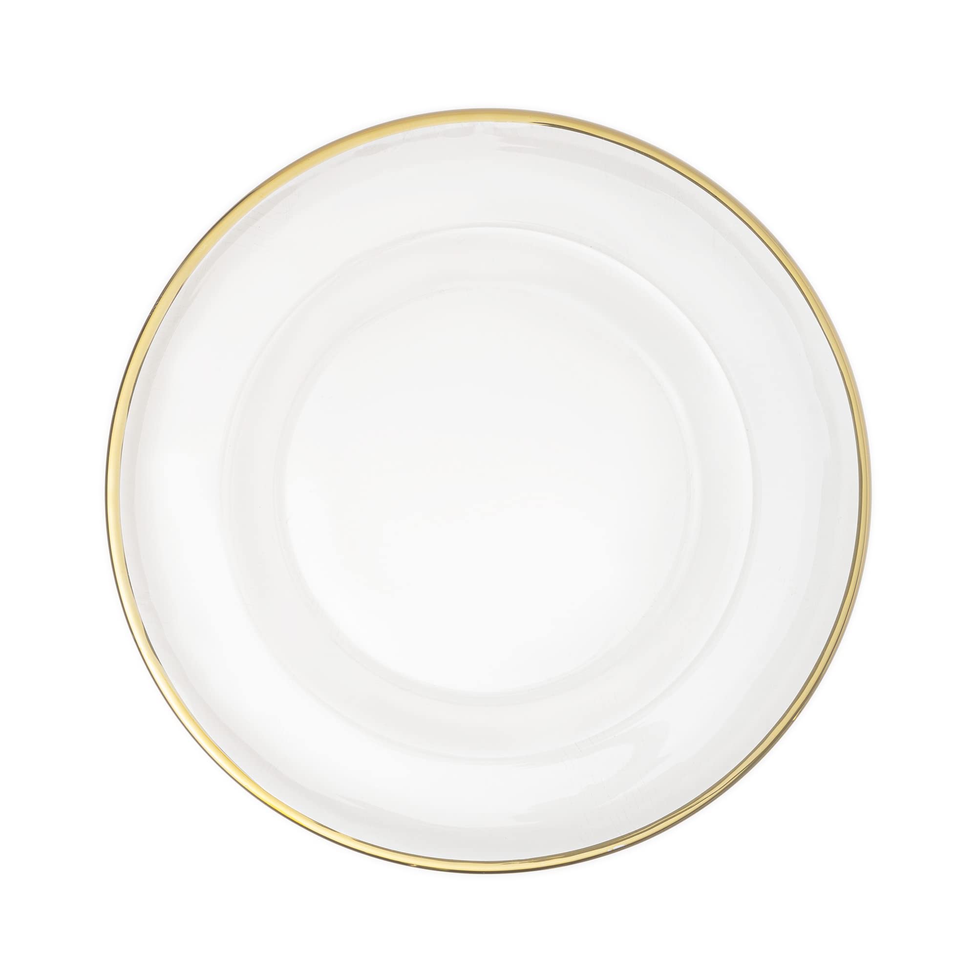 Elegant Gold Metallic Rim Glass Charger Plates - Set of 4 | 13