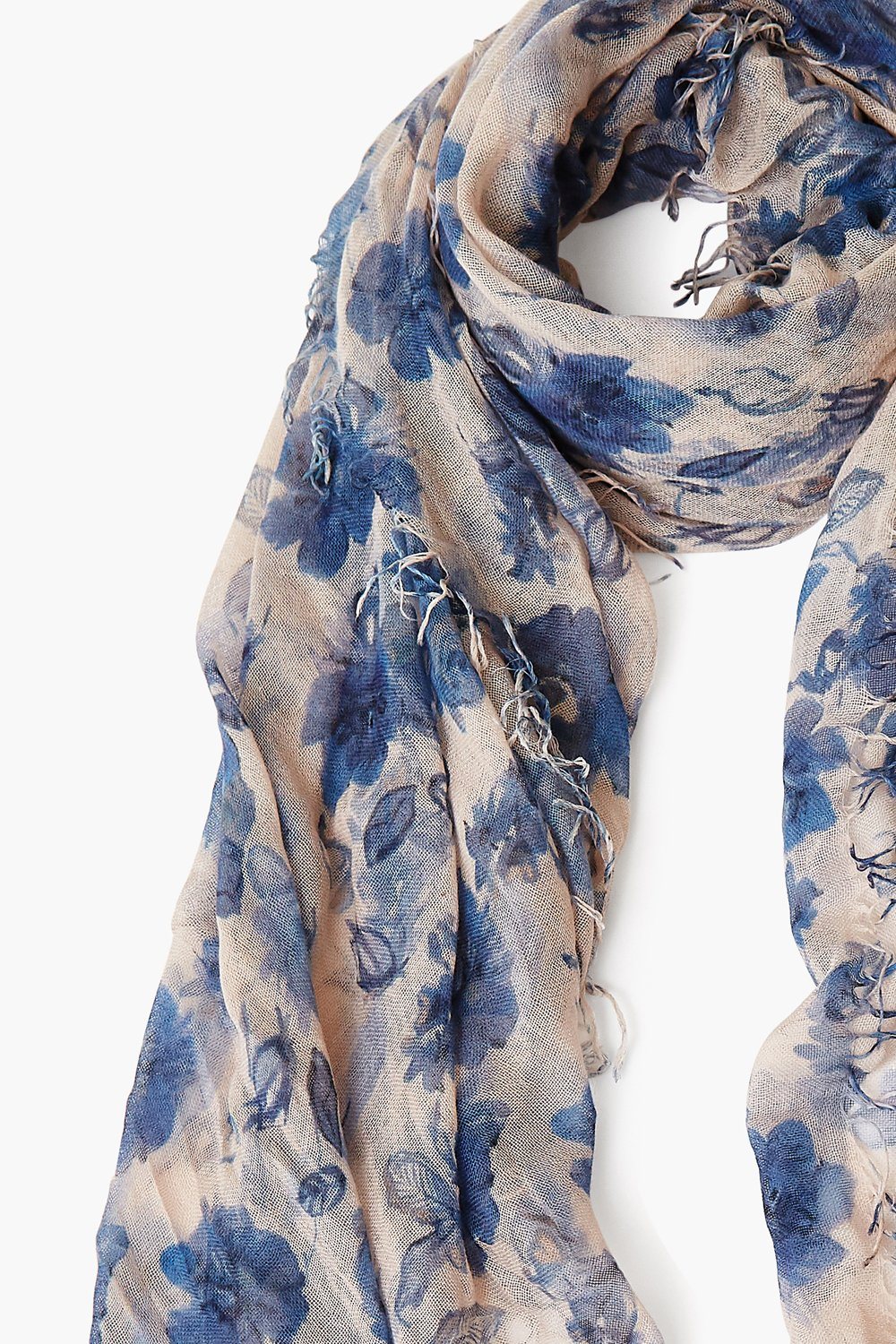 Luxury Cashmere and Silk Scarf - Indigo Blue French Floral Design - Soft Winter Wrap for Women - Perfect for Office, Travel & Gift Giving