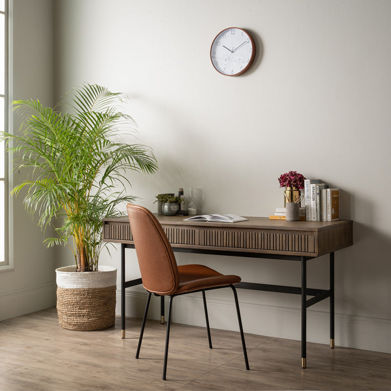 Hamilton Study Desk 140cm - Solid Oak & Acacia Veneer Toffee Finish - Perfect for Home Office, Student Dorm, or Small Space Workstation