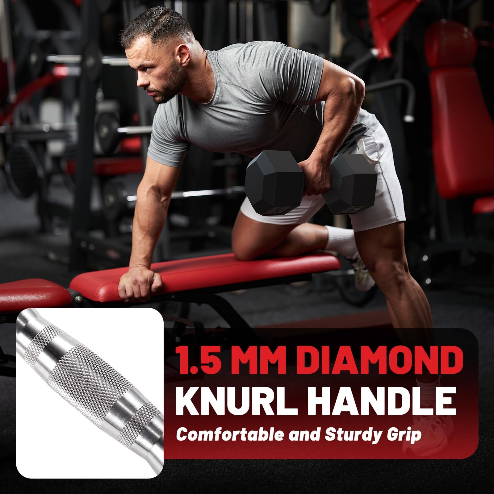 PAPABABE Hex Dumbbell Set with Storage Rack - 5-50lbs Rubber Coated Cast Iron Weights, Non-Slip Chrome Handles for Home Gym, Strength Training, CrossFit & Weightlifting | Space-Saving Design with Floor Protection & Noise Reduction | Perfect for Home Workouts, Garage Gym & Small Spaces