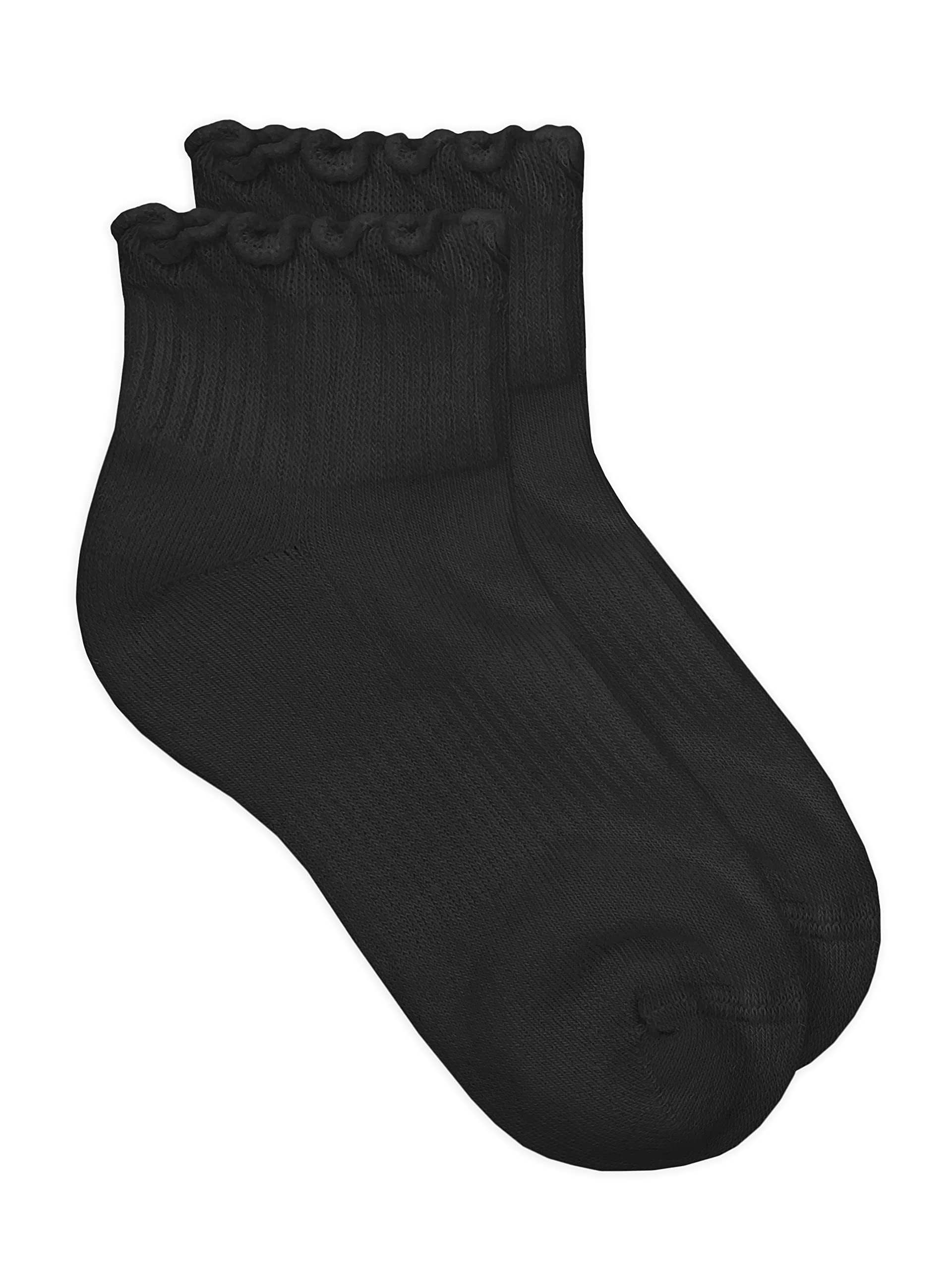 Jefferies Girls' Seamless Ruffle Athletic Quarter Socks - 6 Pairs Pack for School, Sports & Everyday Wear - Breathable Comfort Socks for Active Kids