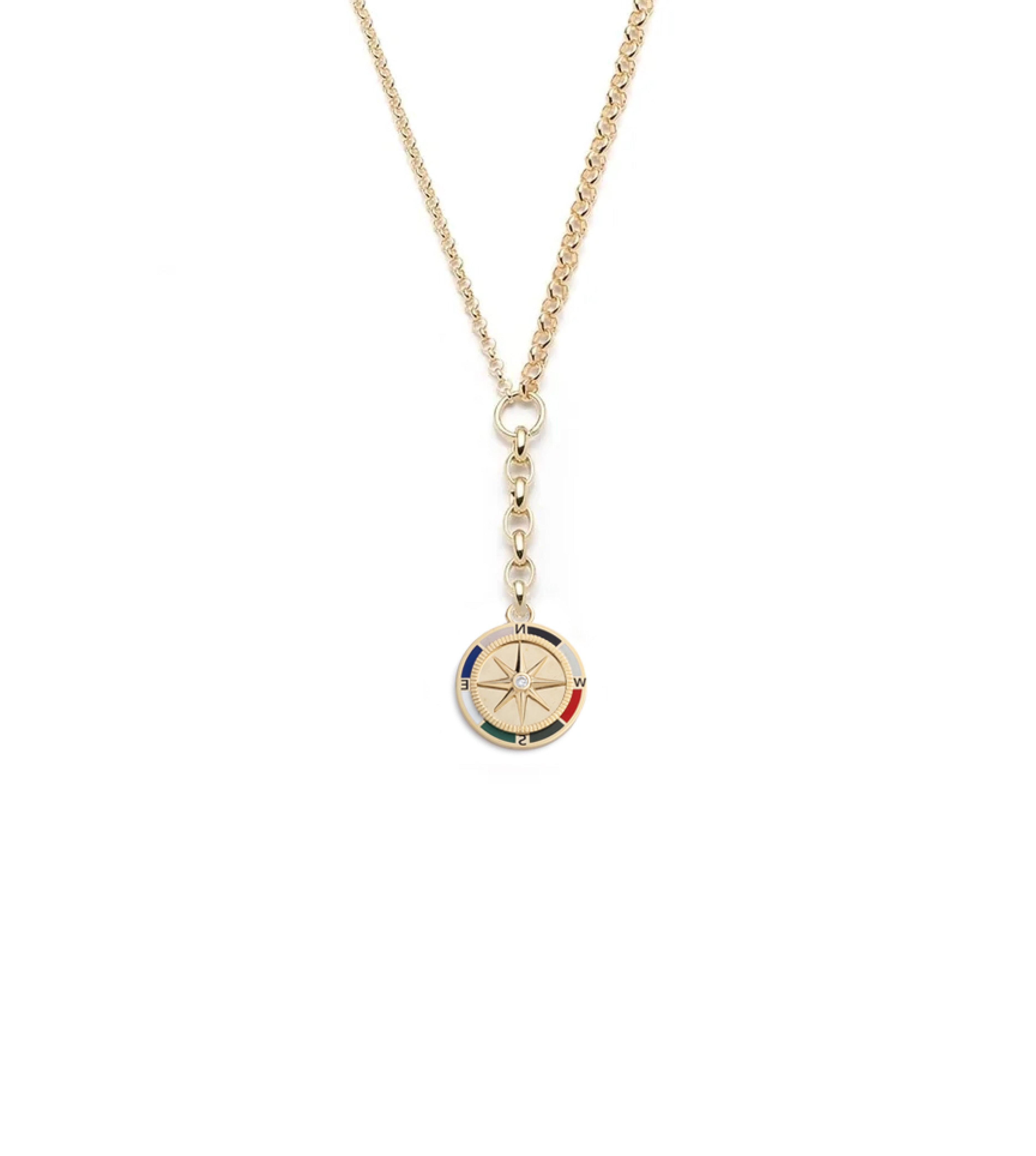 Medium Ceramic Mixed Belcher Necklace with Internal Compass - Stylish Boho Jewelry for Women, Perfect for Travel, Hiking & Outdoor Adventures