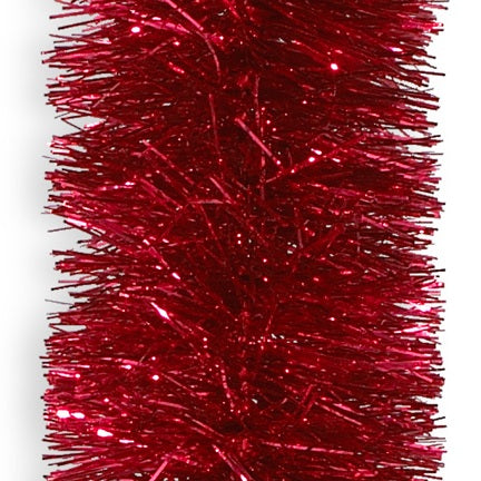 15' Super Plush Red Tinsel Christmas Garland - Festive Holiday Decor for Tree, Mantel & Staircase