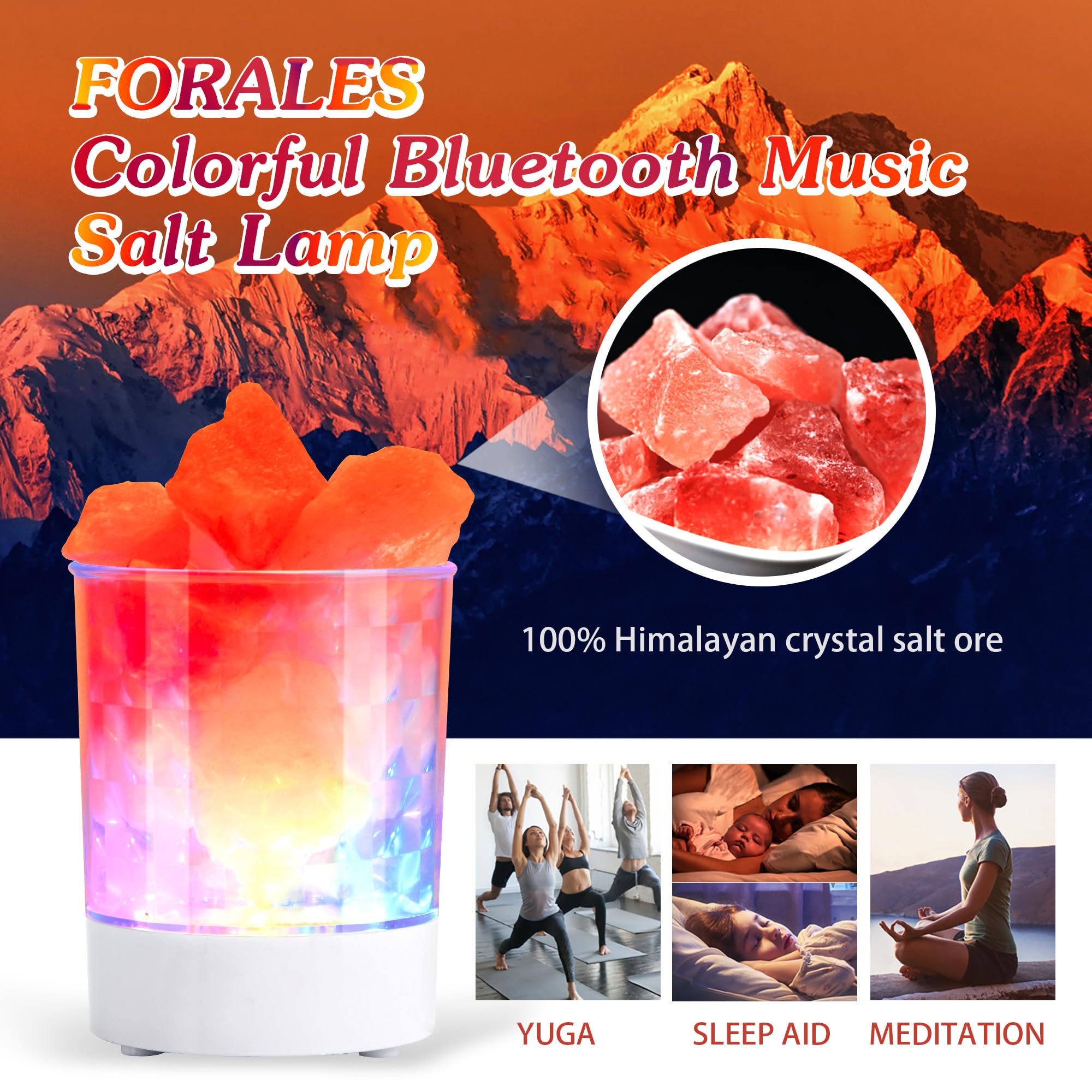Himalayan Salt Lamp with Dimmer - Natural Crystal Rock Night Light, Sleep Aid & Aromatherapy Diffuser for Relaxation - Perfect Gift for Bedroom, Yoga, Meditation & Stress Relief