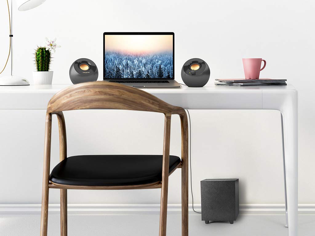 Creative Pebble Plus 2.1 USB Powered Computer Speakers with Down-Firing Subwoofer | High-Quality Audio for PC, Laptop, Gaming & Home Office Setup | Compact Desktop Sound System for Music, Movies & Video Calls (Black)