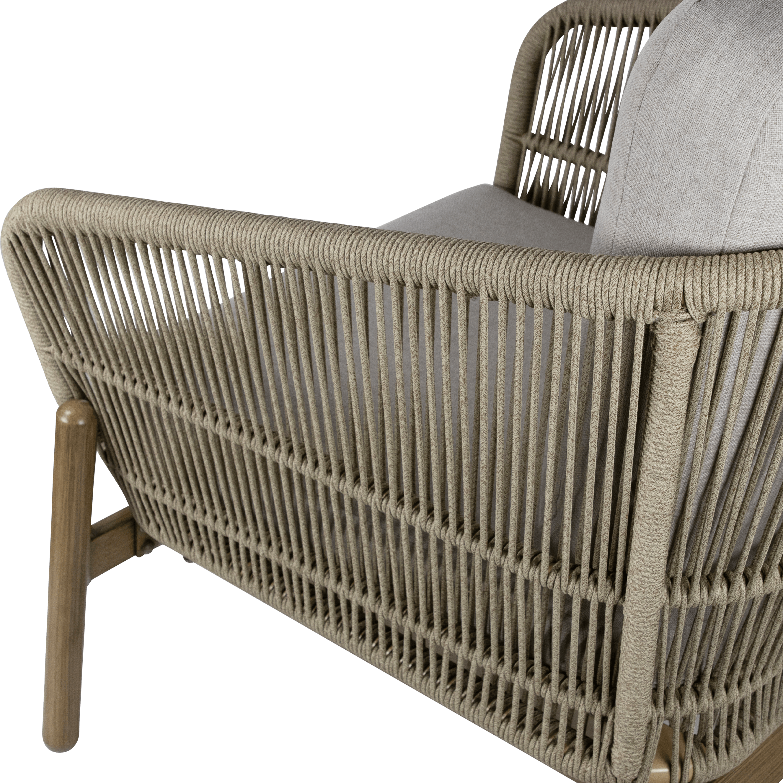 Tahiti Outdoor 3-Seater Sofa Set with 2 Armchairs, Coffee Table & Side Table - Durable Aluminum and Rope Design for Patio, Garden, Poolside or Backyard Relaxation
