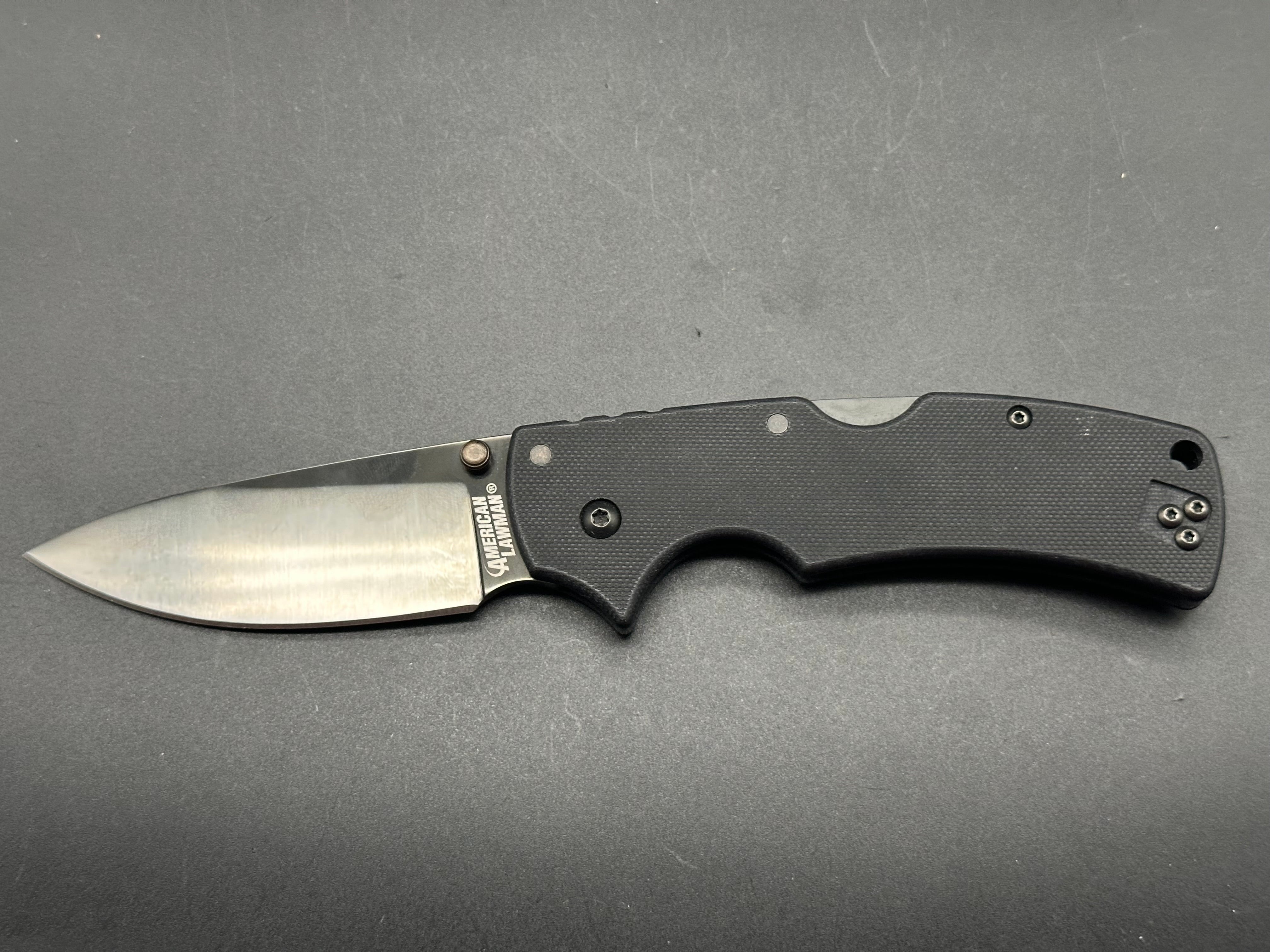 Cold Steel American Lawman Knife - Black Handle, S35VN Steel Blade - Tactical Folding Knife for Outdoor, Camping & Survival