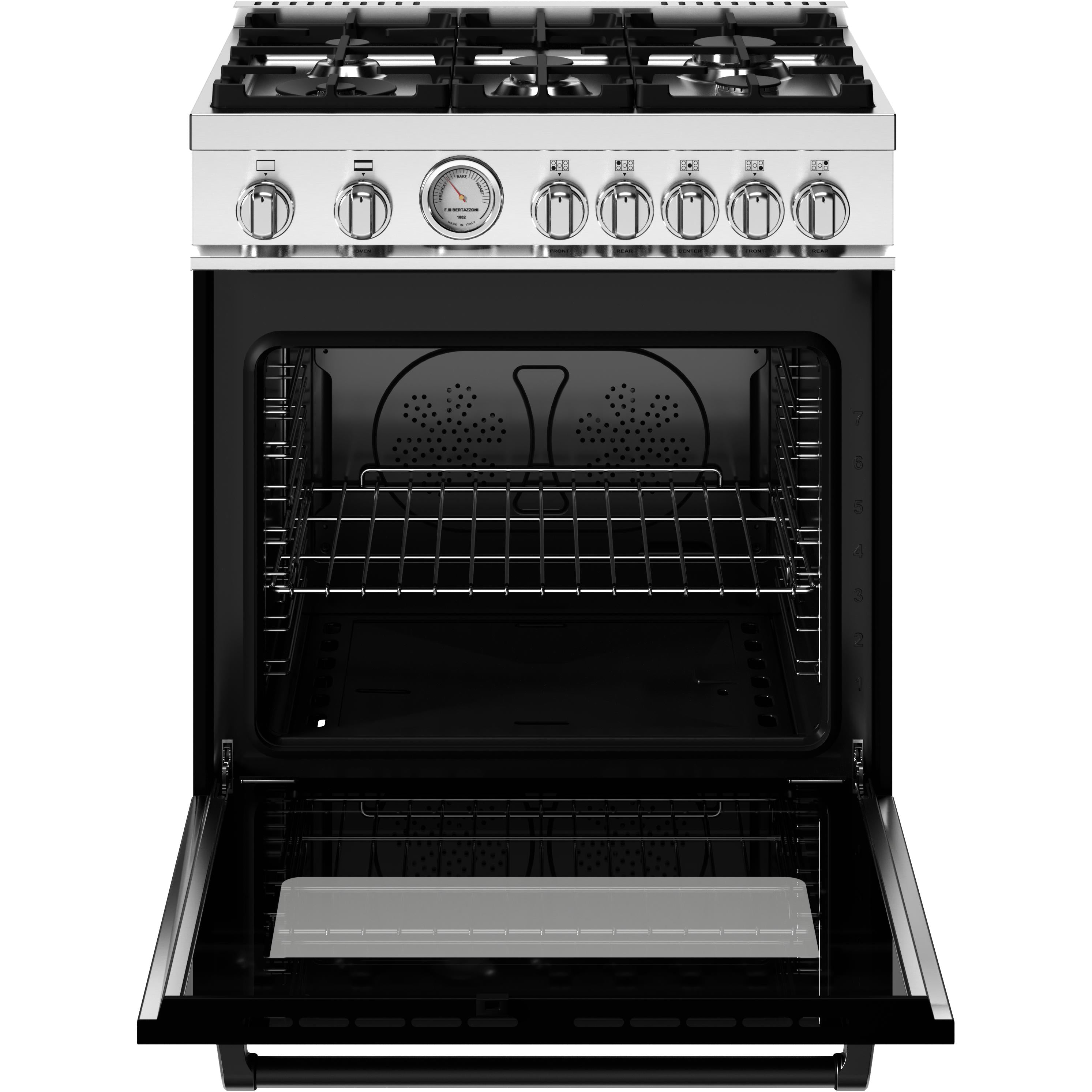 Bertazzoni 30 Inch Freestanding Gas Range MAS305GASNEV - Professional Italian Gas Stove with 5 Sealed Burners, Convection Oven - Perfect for Home Kitchens & Gourmet Cooking