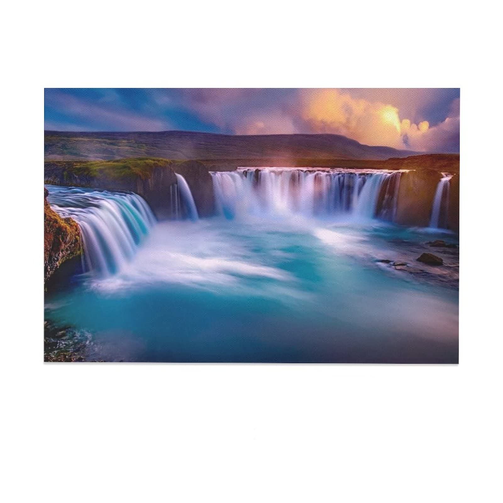Iceland Waterfall Canvas Wall Art - 12x18 Inch (30x45cm) Landscape Painting Print for Living Room, Bedroom & Office Decor - Perfect Gift for Nature Lovers & Home Decoration