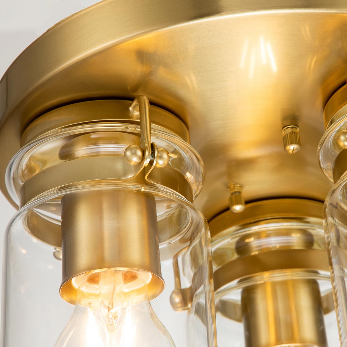 Brinley 3-Light Flush Mount Ceiling Light Fixture - Brushed Brass/Brushed Nickel/Antique Bronze Finish - E27 Base - Perfect for Bedroom, Living Room & Hallway Lighting
