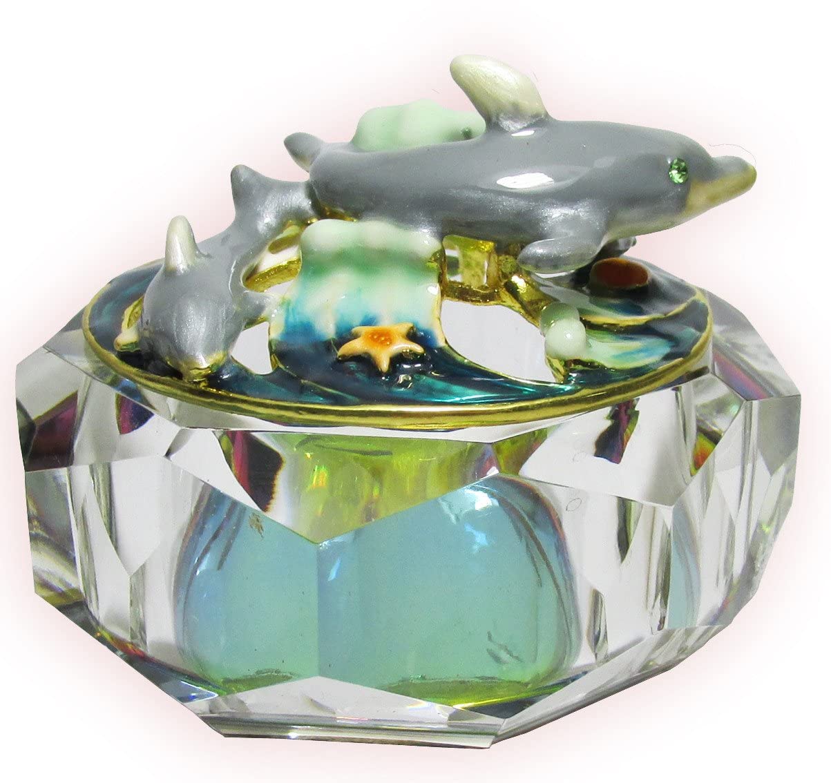 Exquisite Dolphin-Shaped Glass Jewelry Box with Rhinestones - Perfect for Storing Rings, Earrings & Small Treasures - Elegant Gift for Women & Girls