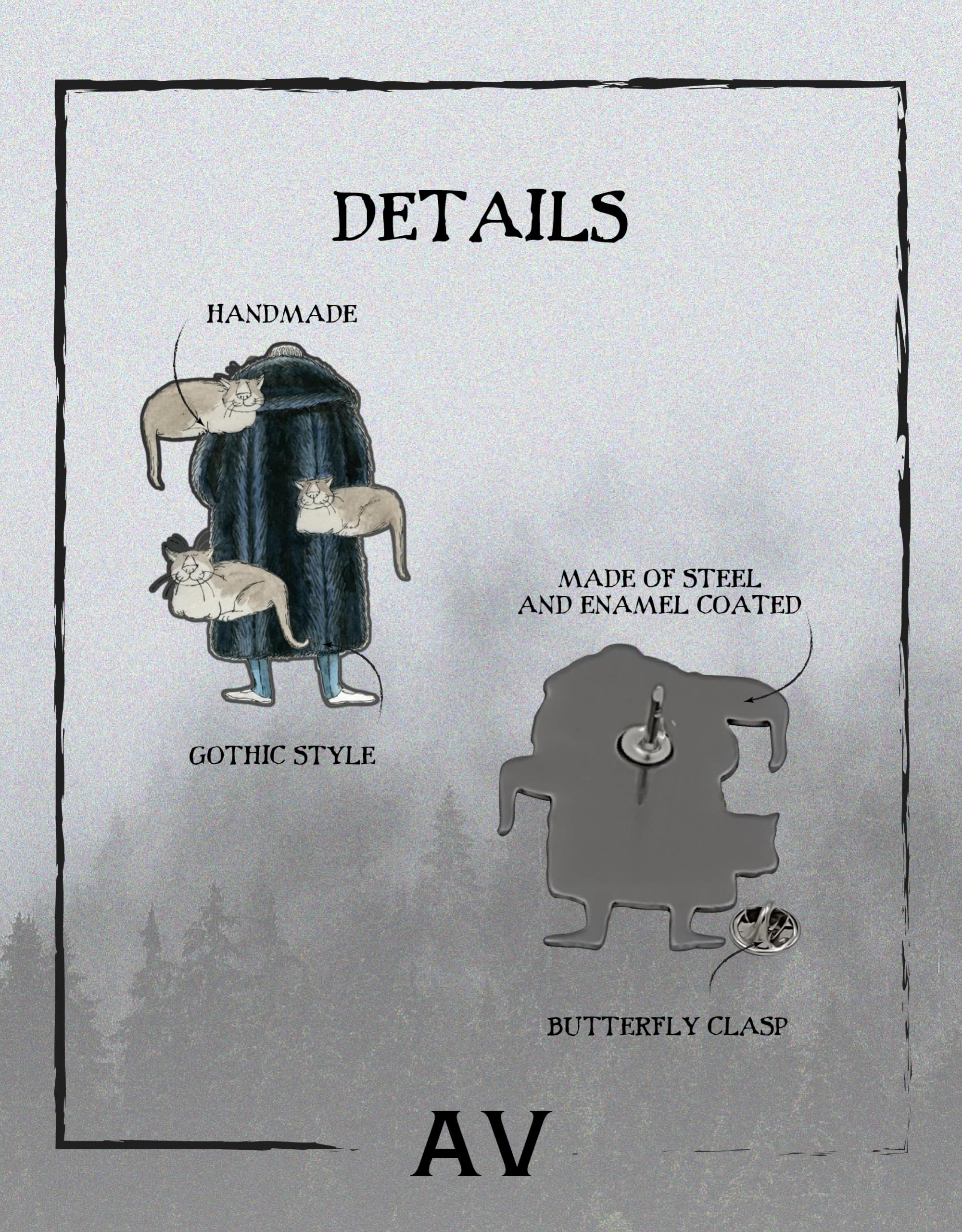 Edward Gorey Enamel Pin Set - Aesthetic Metallic Lapel Pins for Men & Women | Backpack, Jacket & Hat Accessories | Collectible Pinch Button Badges with Secure Rubber Clasp