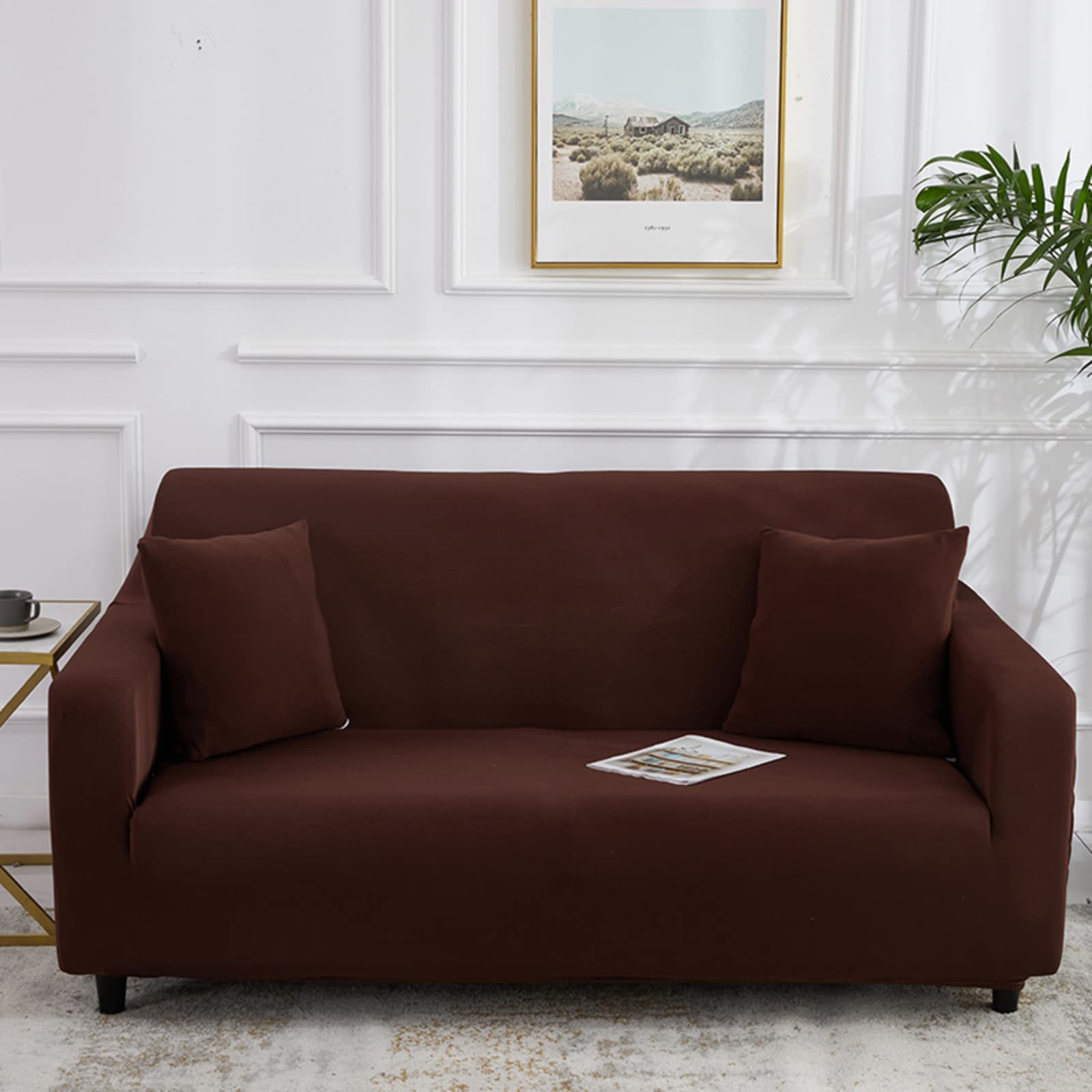Anti-Slip Solid Color Sofa Cover with Elastic Bottom - Stretchable Furniture Protector for Sectional Couch, 2-Seater Loveseat & Indoor Sofas | Perfect for Living Room, Home Decor & Pet Protection