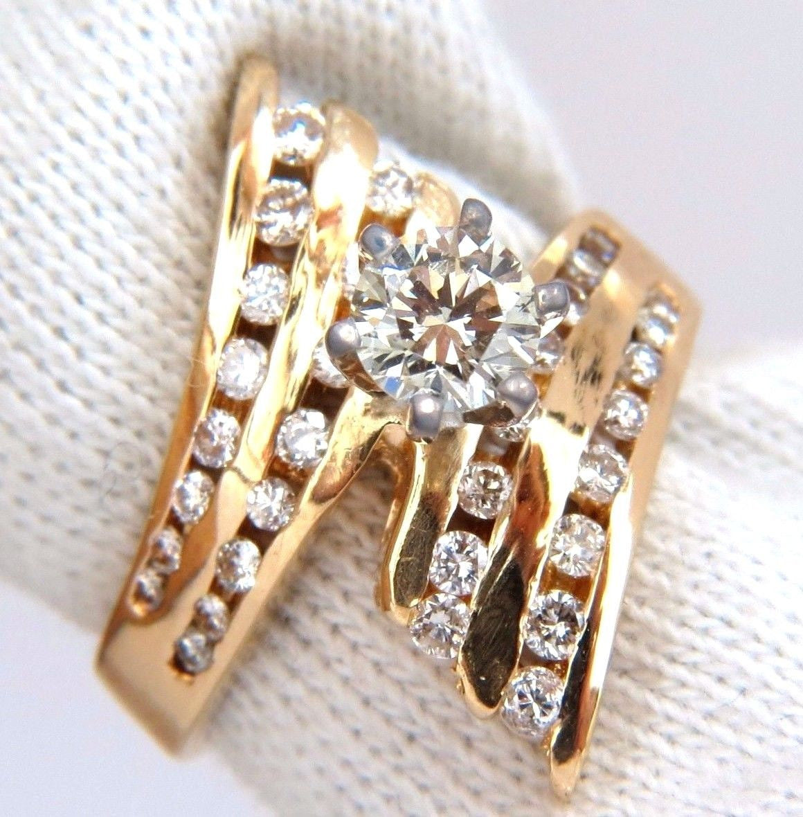 1.08ct Diamond Channel Bypass Cocktail Ring in 14K Gold - Elegant Statement Jewelry for Weddings, Parties & Special Occasions