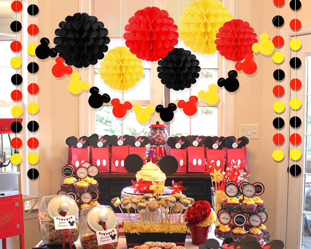 Vibrant Yellow Black Red Party Supplies - Birthday Decorations Garland for Festive Celebrations & Home Parties
