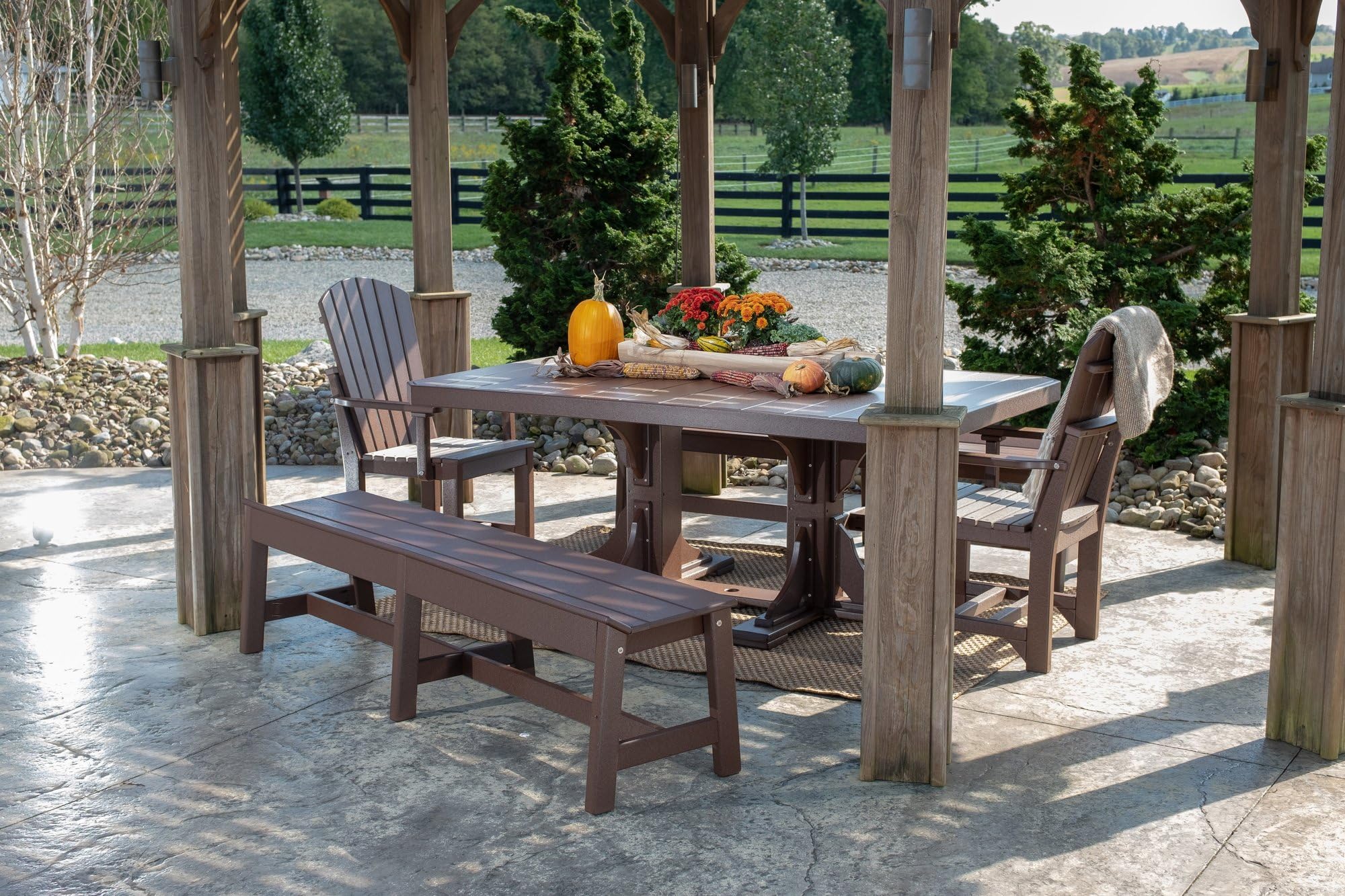 LuxCraft Café Poly Outdoor Dining Bench 41 Inch - Weather-Resistant Black Patio Furniture for Garden, Backyard, Restaurant & Café Seating
