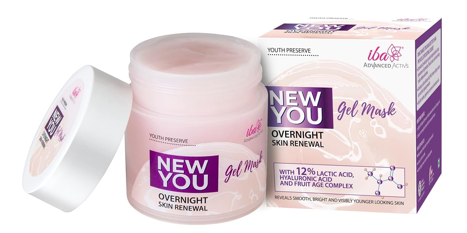 Advanced Activs Youth Preserve Overnight Skin Renewal Gel Mask with 12% Lactic Acid & Hyaluronic Acid - Brightening Sleeping Mask for All Skin Types | Even Skin Tone & Glowing Complexion | Halal Certified & Vegan | Perfect for Nighttime Skincare Routine & Hydration Boost