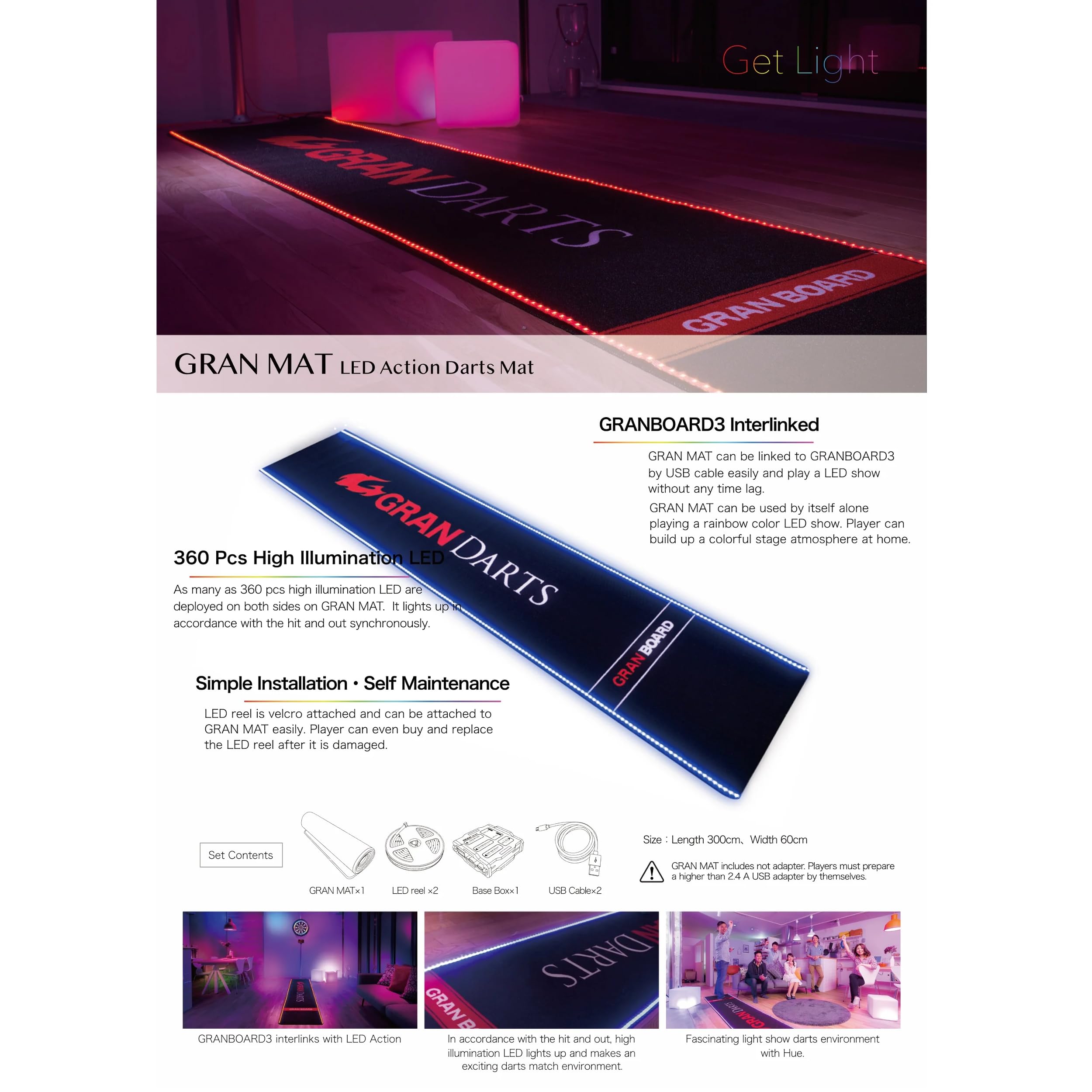 GRANBOARD LED Dartboard Mat - Electronic Dartboard Accessories for Home & Bar Games | Perfect for Indoor Sports & Entertainment