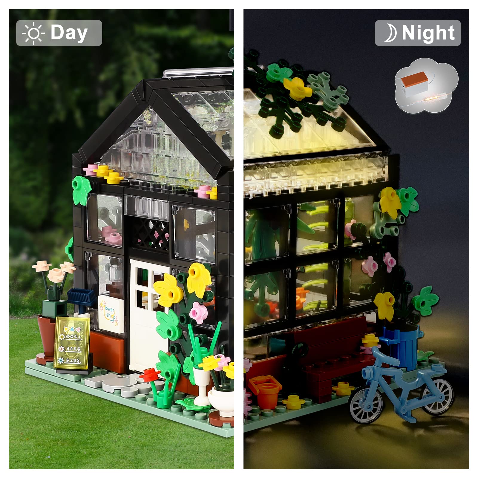 QLT QIAOLETONG 579-Piece Flower House Building Block Set - Compatible with LEGO - Creative DIY Construction Toy for Kids Ages 6-12 - Perfect for Home Decoration, Birthday Gifts & STEM Learning - Includes Beautiful Gift Box (Ideal for Bedroom Decor, Playroom Display & Educational Activities)