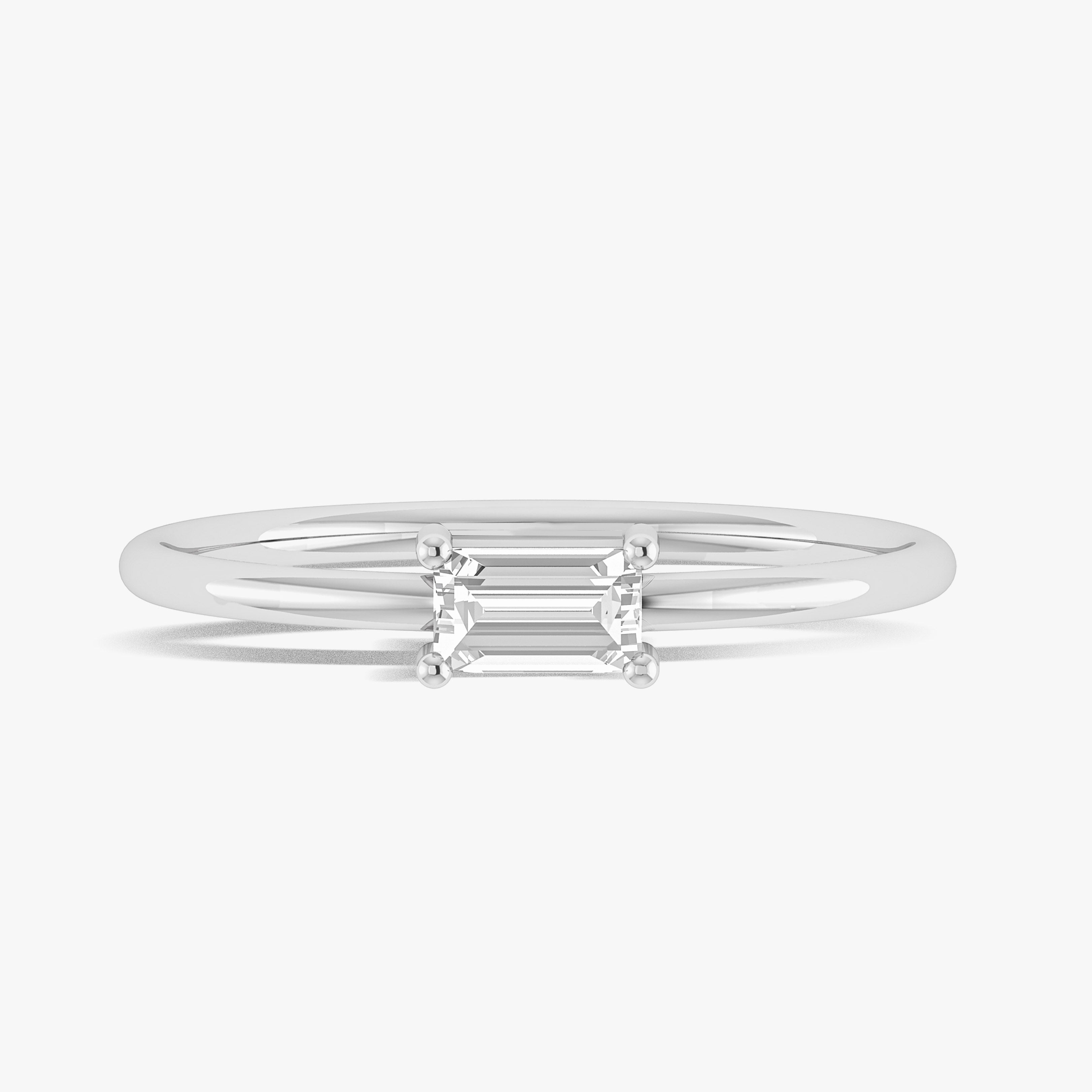 Moissanite Baguette Gemstone Ring - Dainty Minimalist Wedding Band, Engagement Ring for Women | Perfect for Everyday Wear, Anniversary Gifts & Bridal Jewelry
