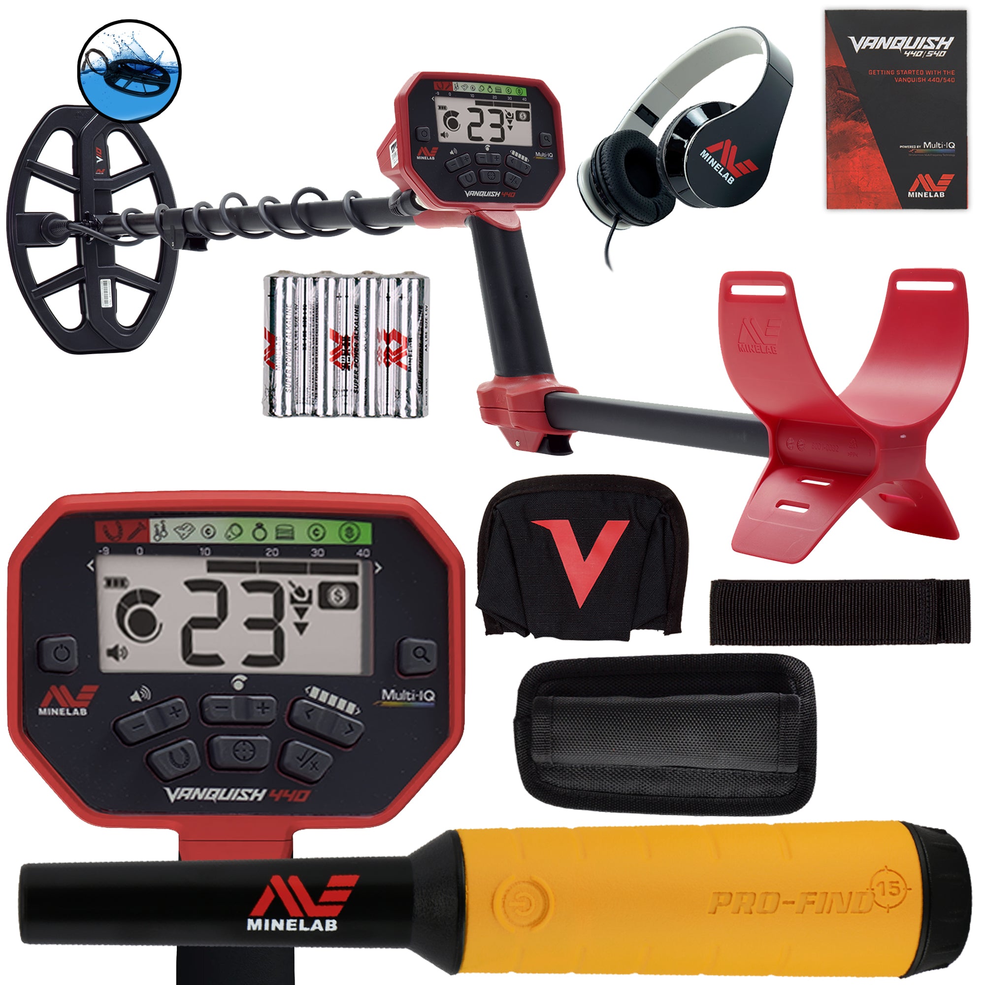 Minelab VANQUISH 440 Metal Detector with 10 x 7 Waterproof Coil & Pro Find 15 Pinpointer - Perfect for Treasure Hunting, Beach Searching & Gold Prospecting